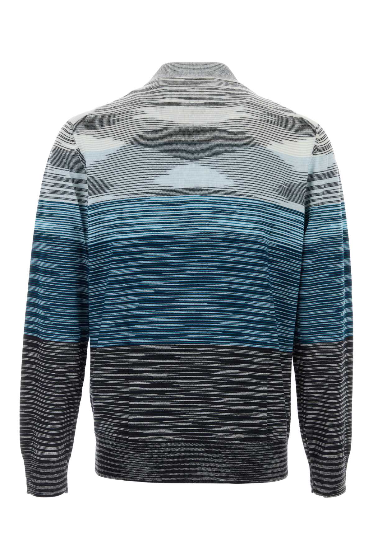 Missoni Embroidered Wool Polo Shirt In Bluetones