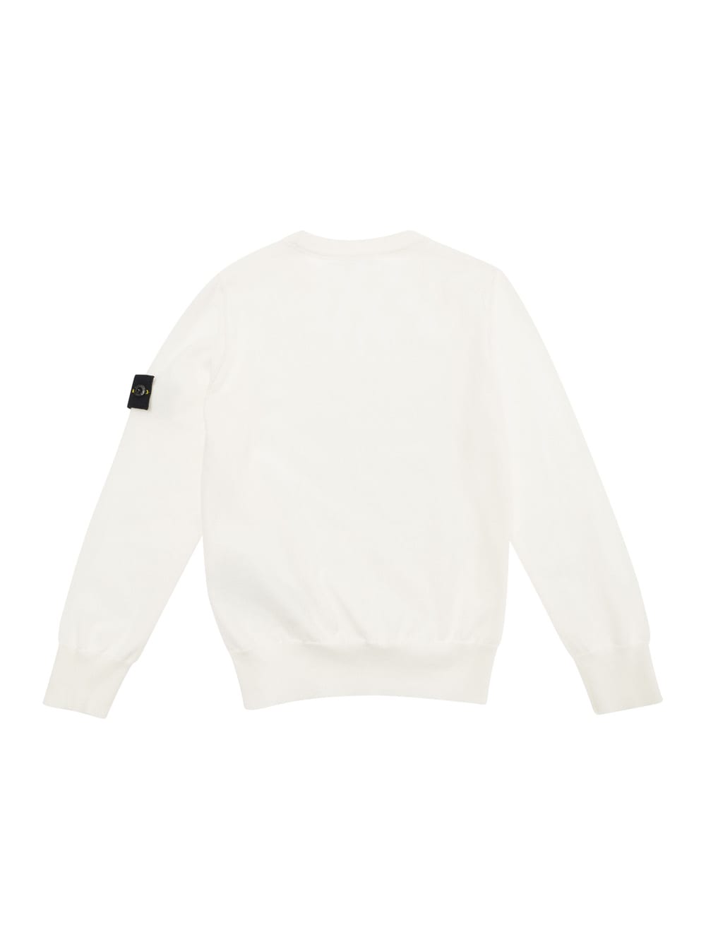 Shop Stone Island Junior White Crewneck Sweatshirt With Logo Patch In Cotton Boy