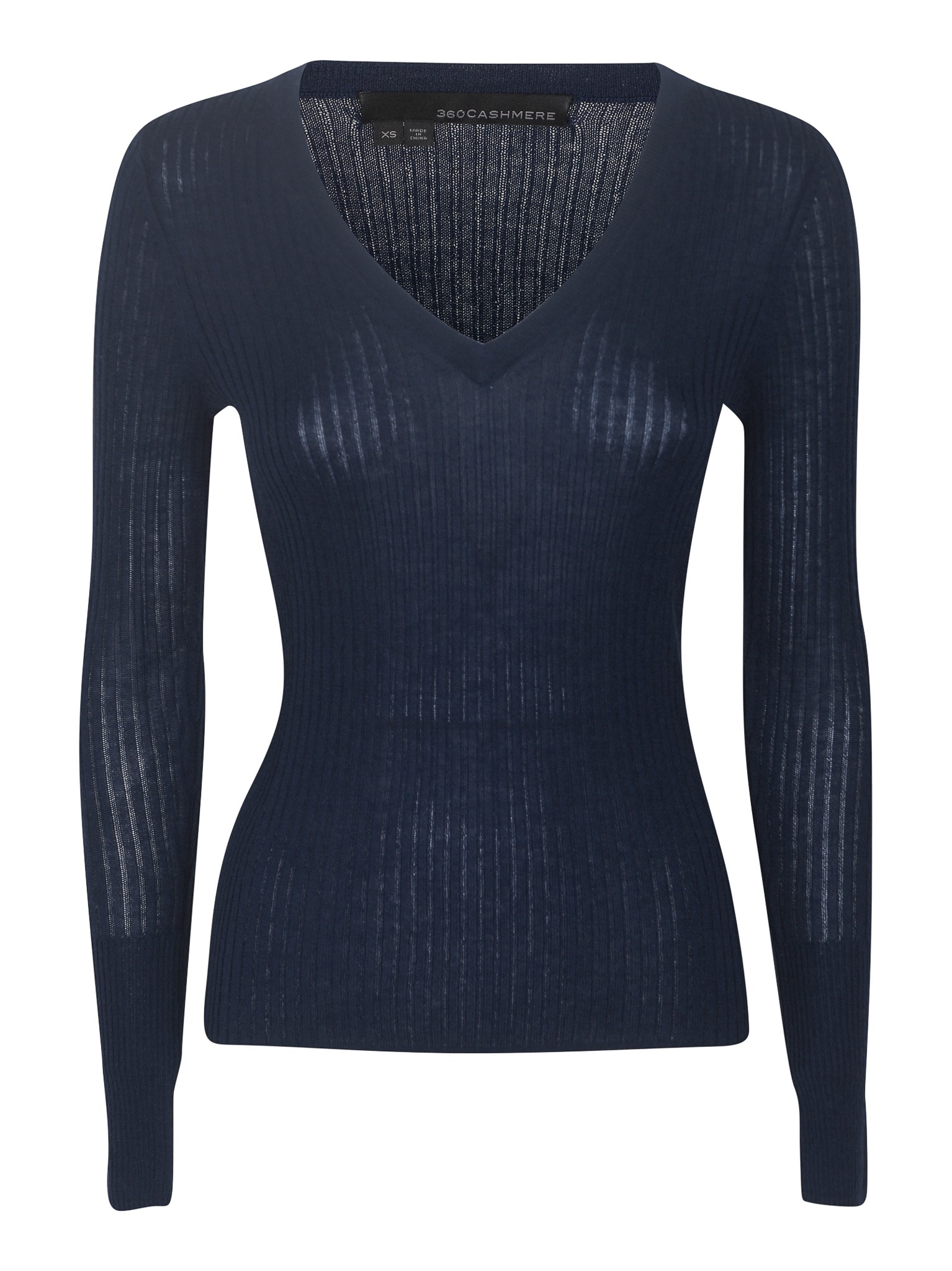 360cashmere V-neck Rib Knit Sweater In Navy