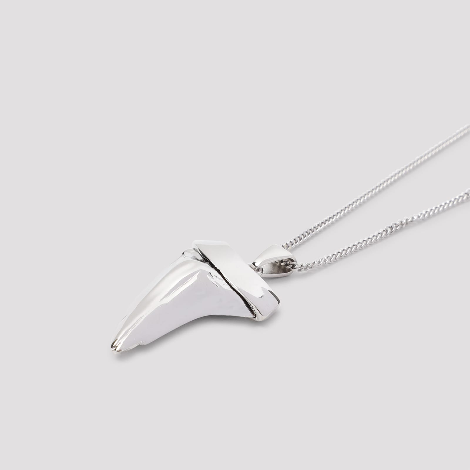 Shop Saint Laurent Shark Tooth Necklace In Palladium