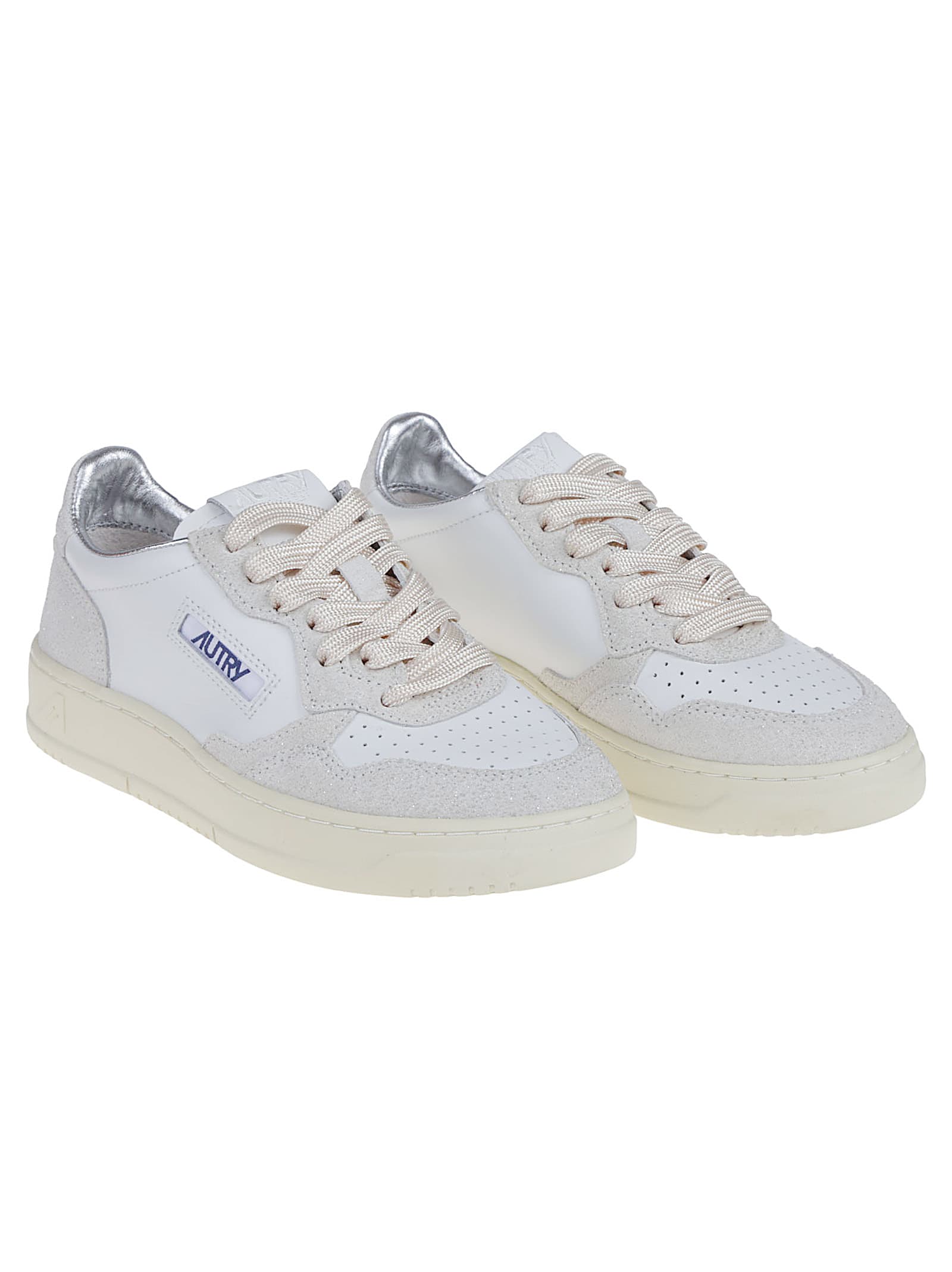 Autry Medalist Sneakers In Leather With Suede Inserts In White