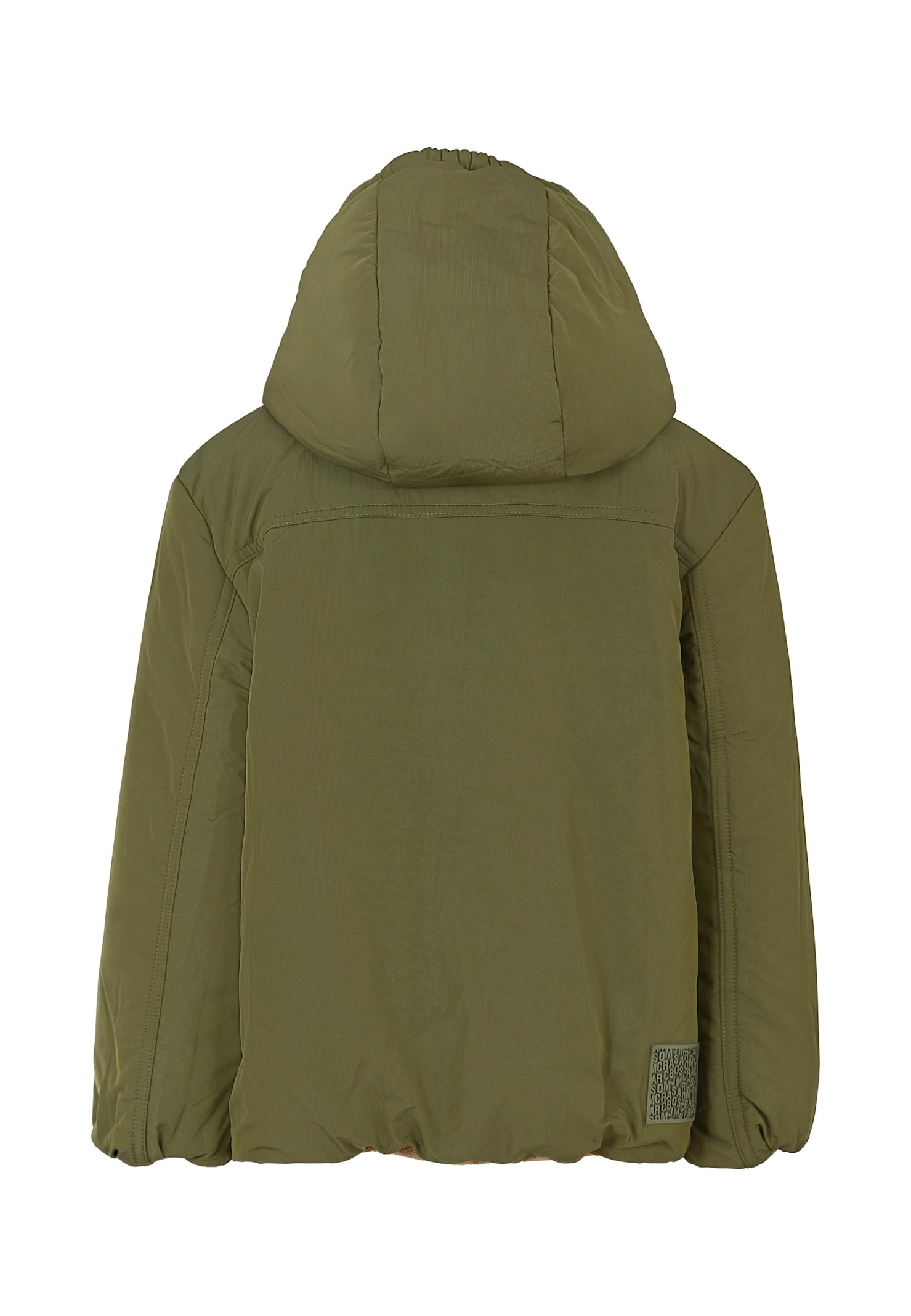 Marc Jacobs Beige Reversible Down Jacket For Boy With Logo In Green