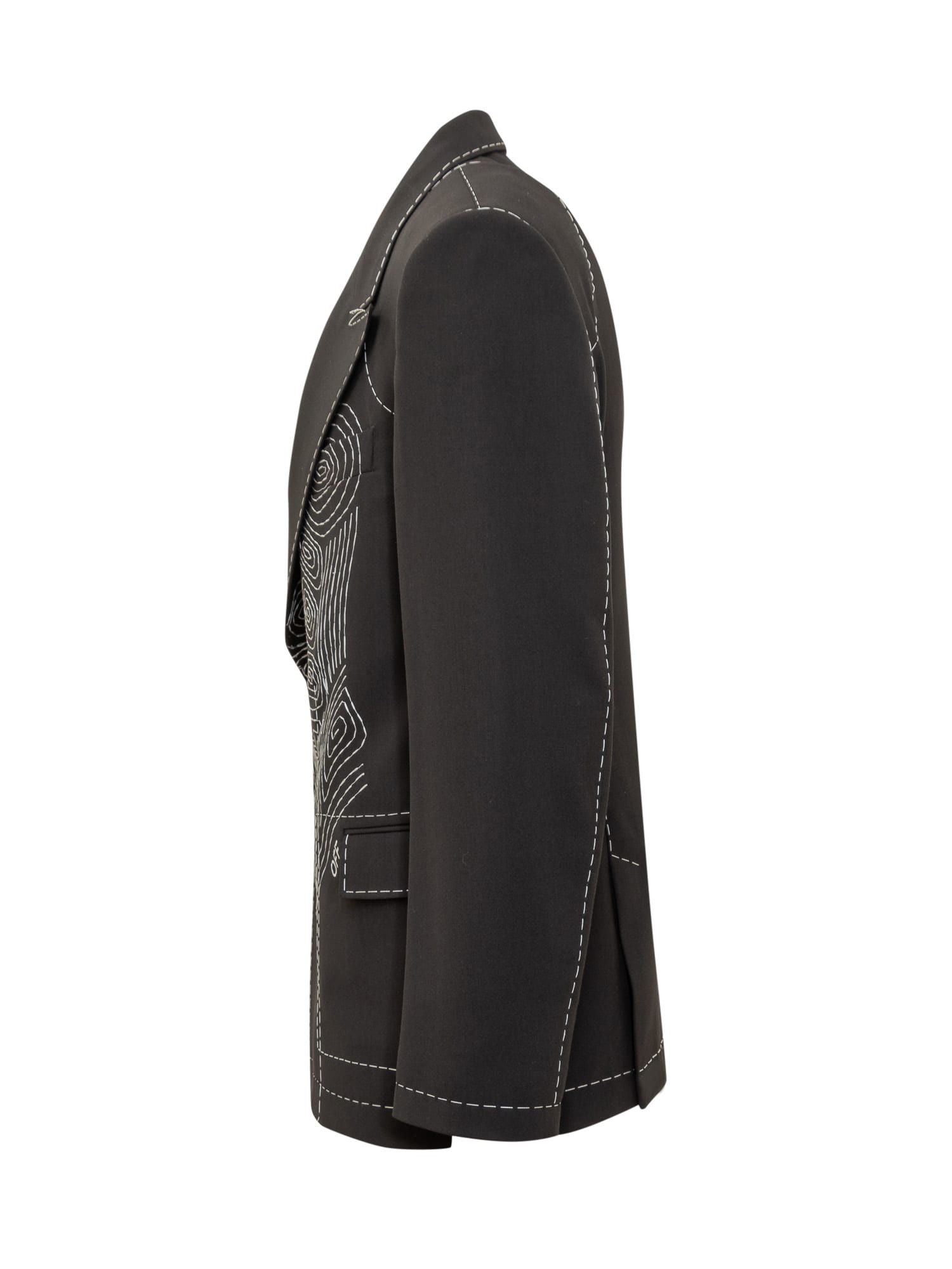 Off-white Off White Black Stretch Polyester Blend Blazer In Black