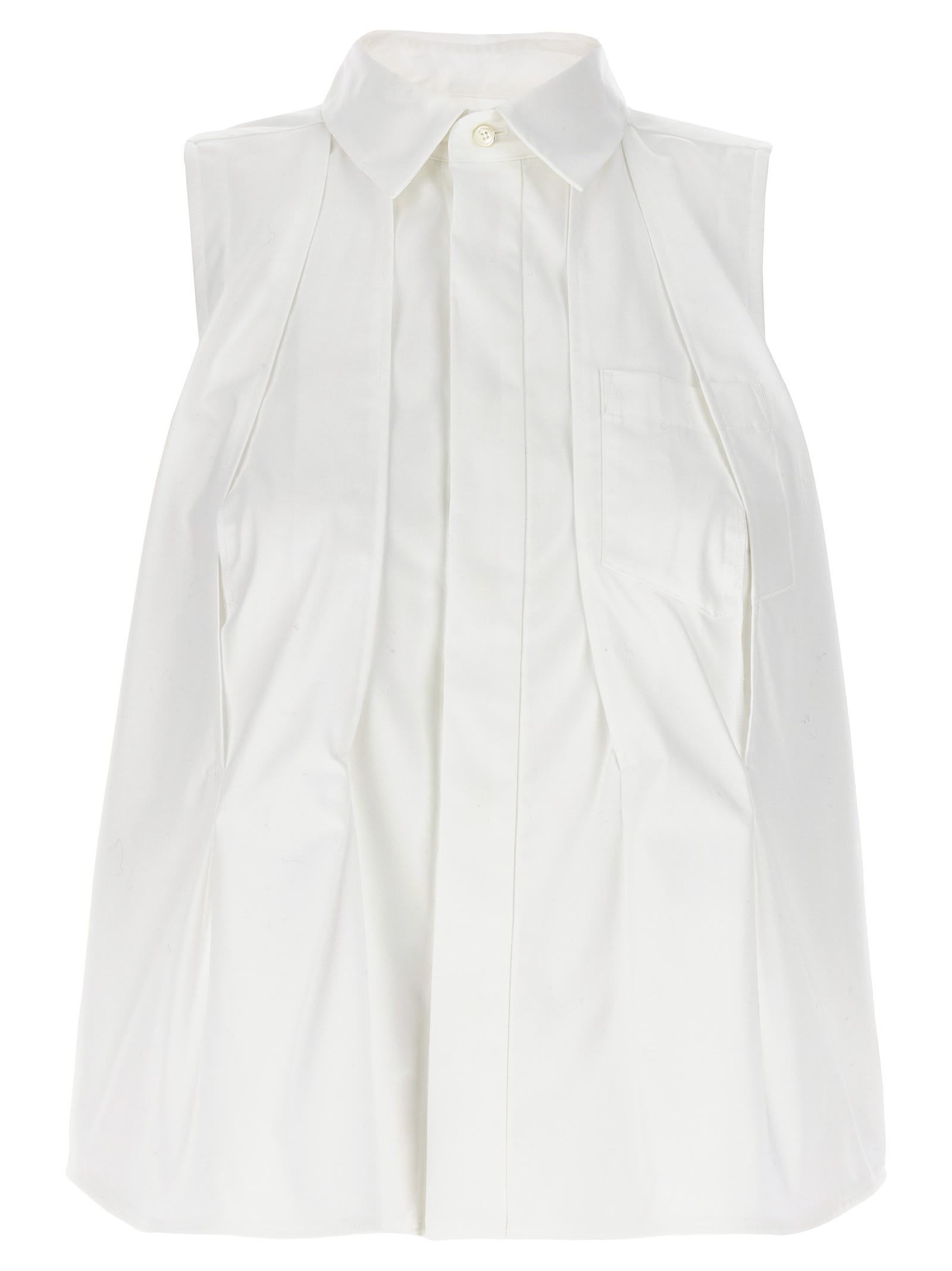 Shop Sacai Sleeveless Shirt In White
