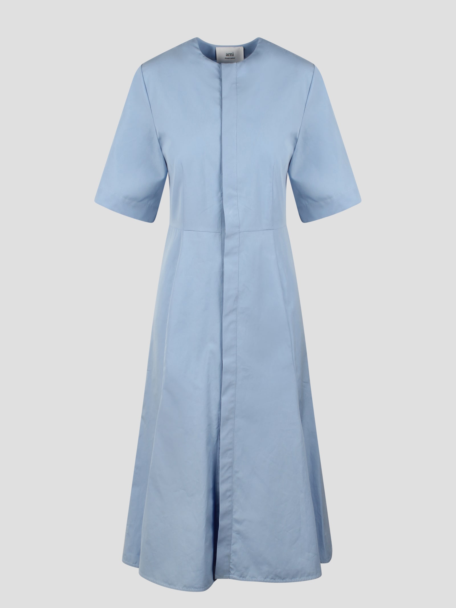 Shop Ami Alexandre Mattiussi Hidden Tab Midi Dress In Blue