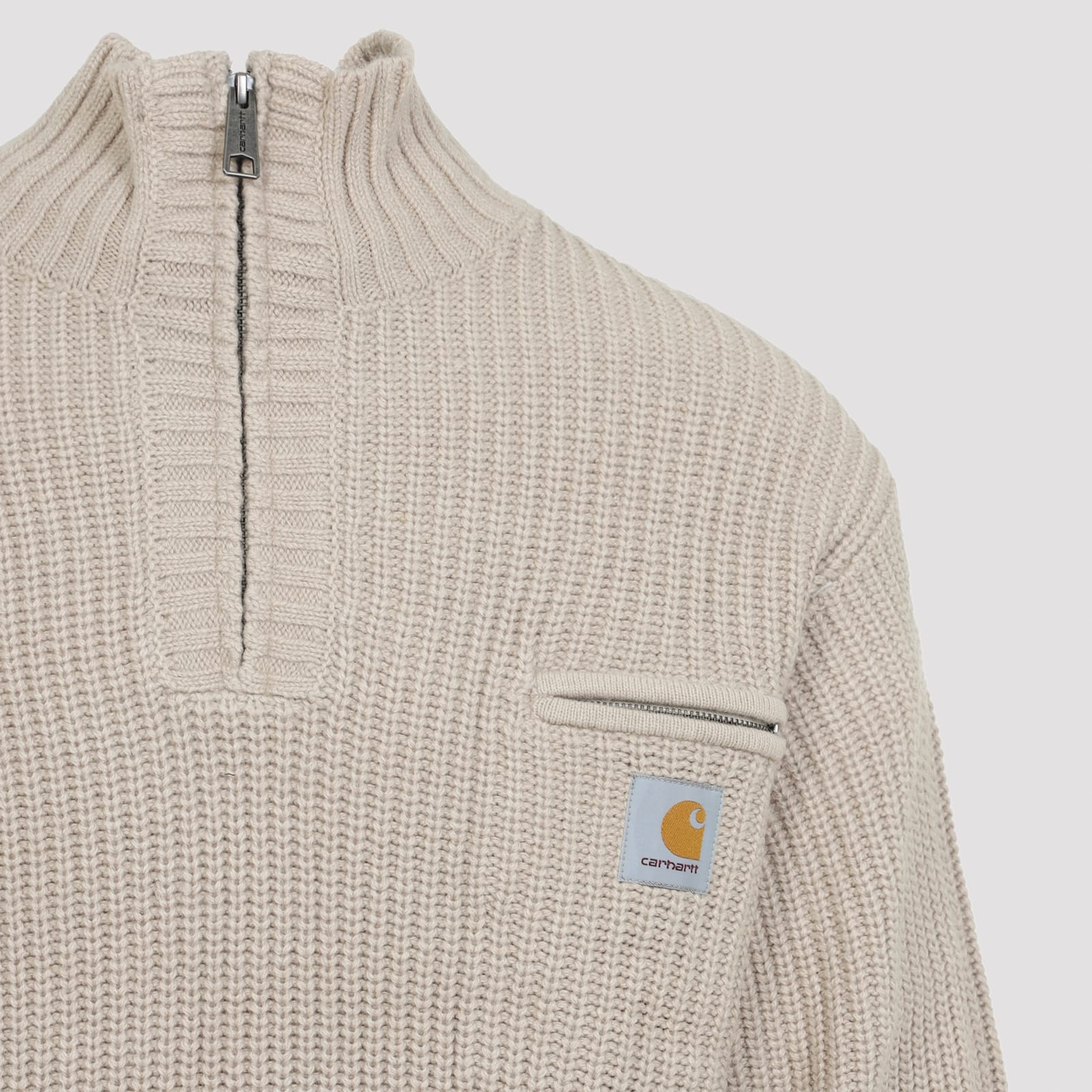 Carhartt Fleur De Sel Grey Detroit Half Zip Sweater In Multi