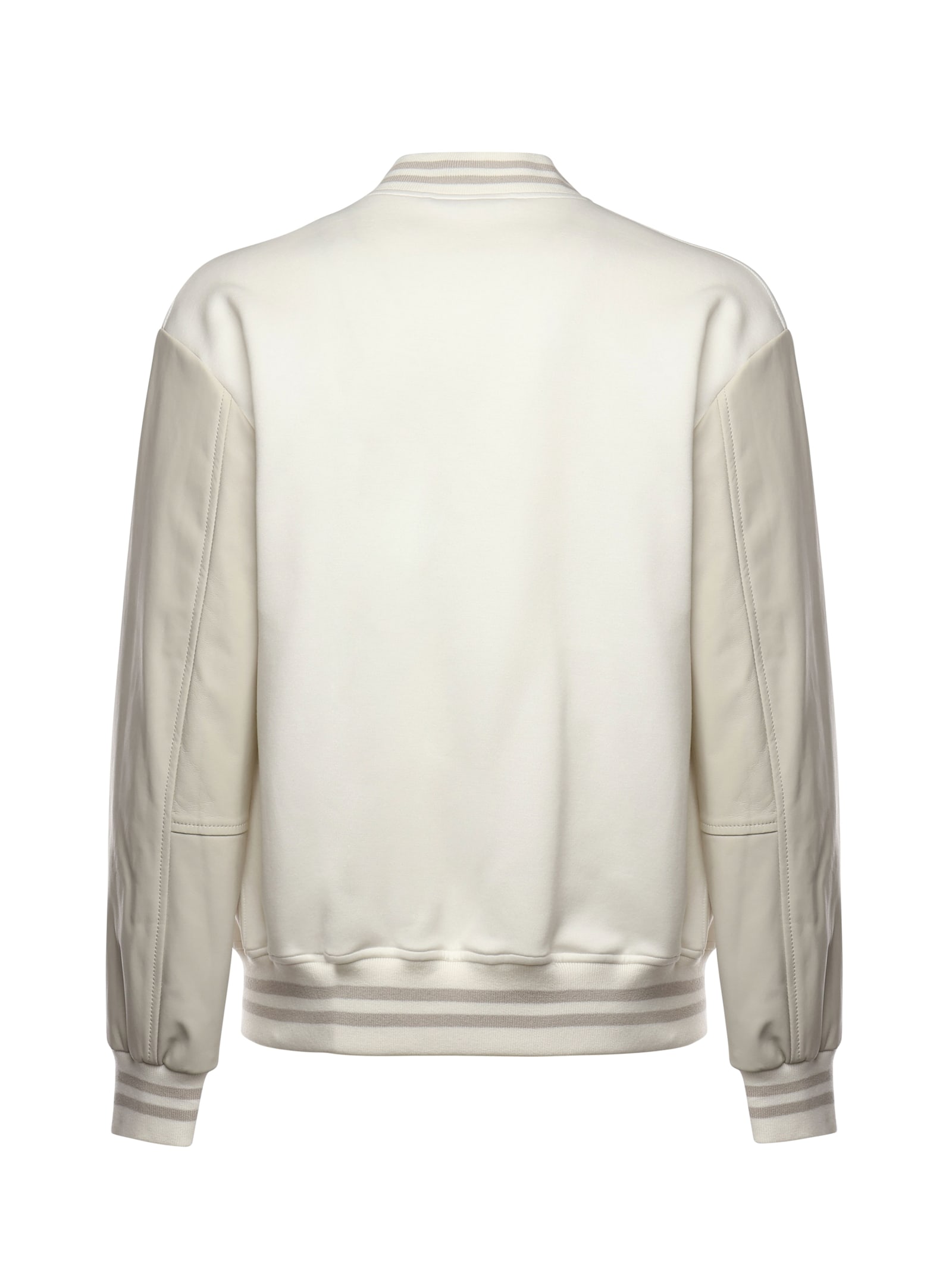 Eleventy Wool Cashmere Bomber Jacket In Sand, White