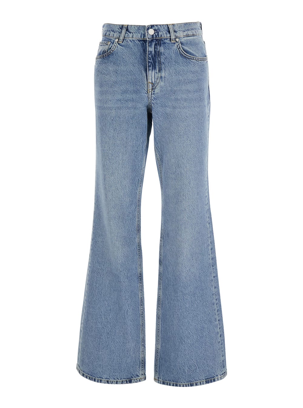 padua Blue Flared Jeans With Logo Patch On The Rear In Denim Woman