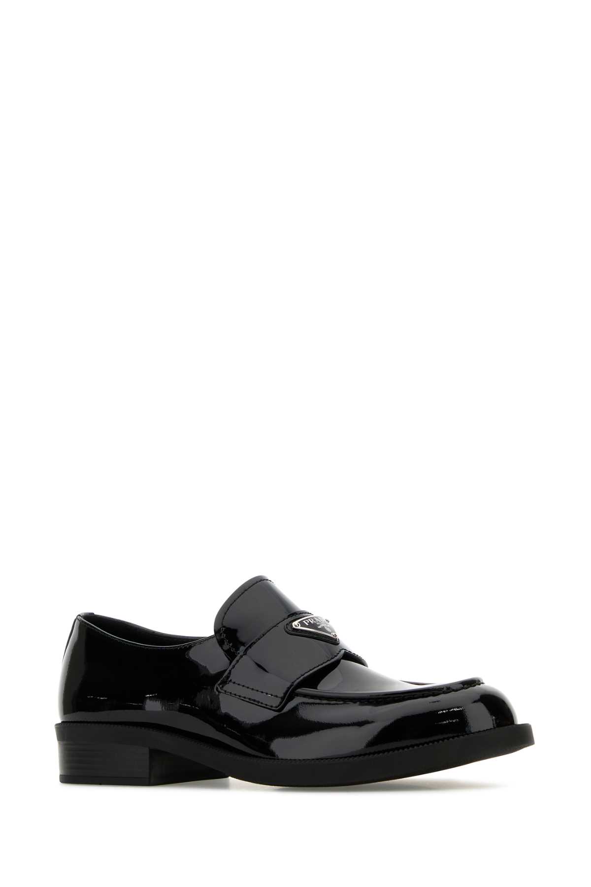 Shop Prada Black Leather Loafers In Nero