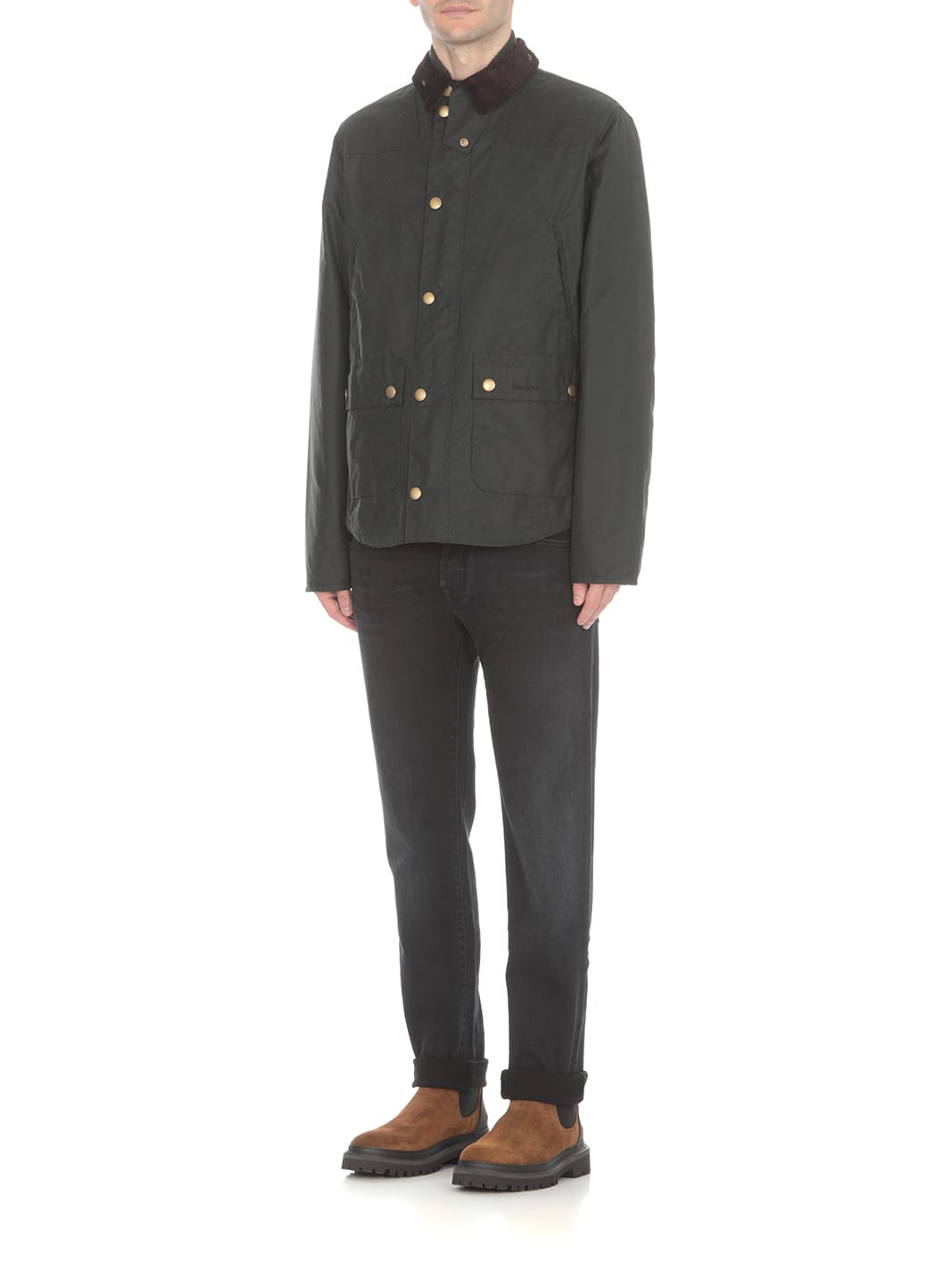 Barbour Greeb Waxed Cotton Quilted Jacket In Green