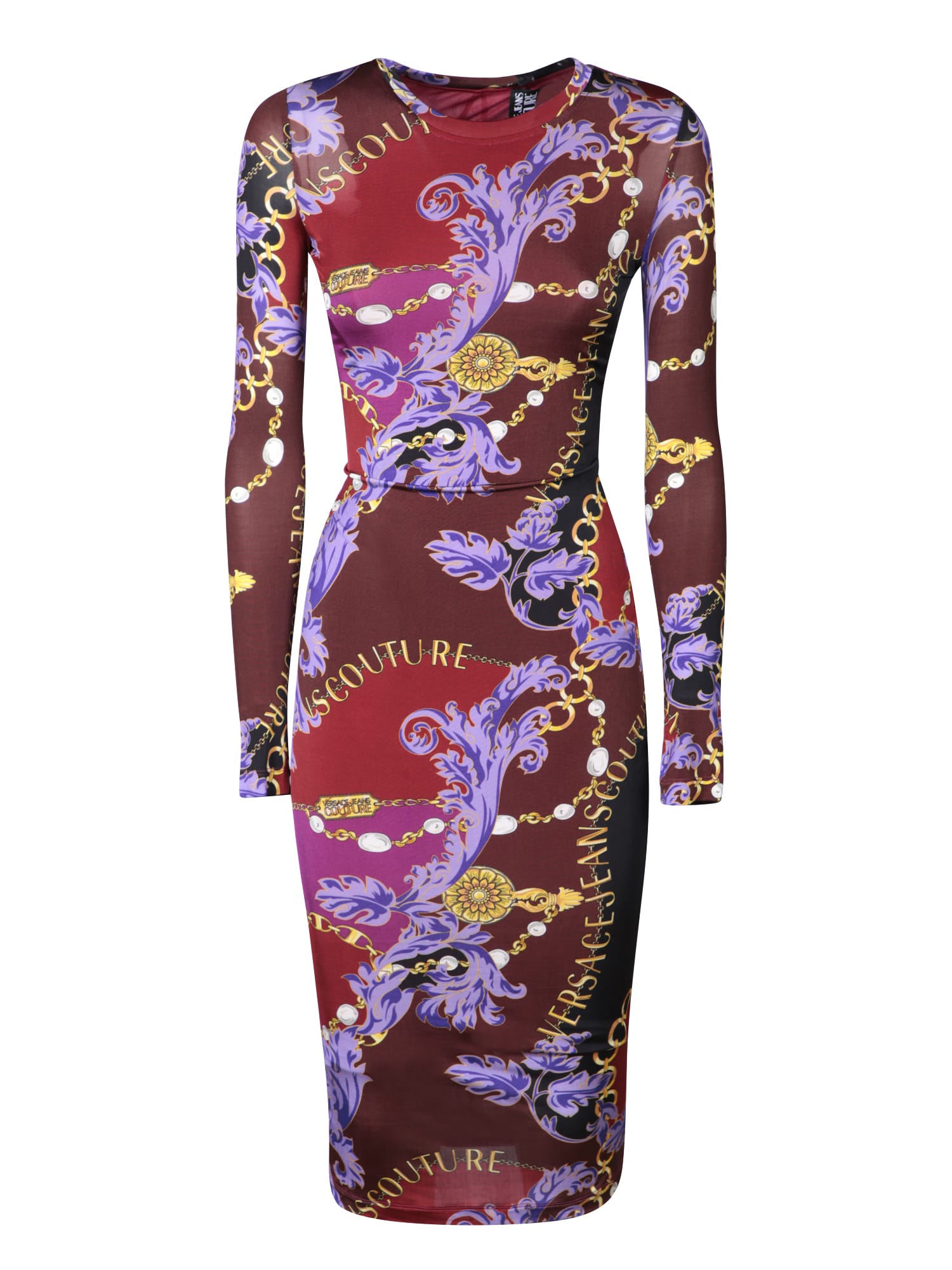 Versace Jeans Couture Baroque-print Midi Dress In Multi