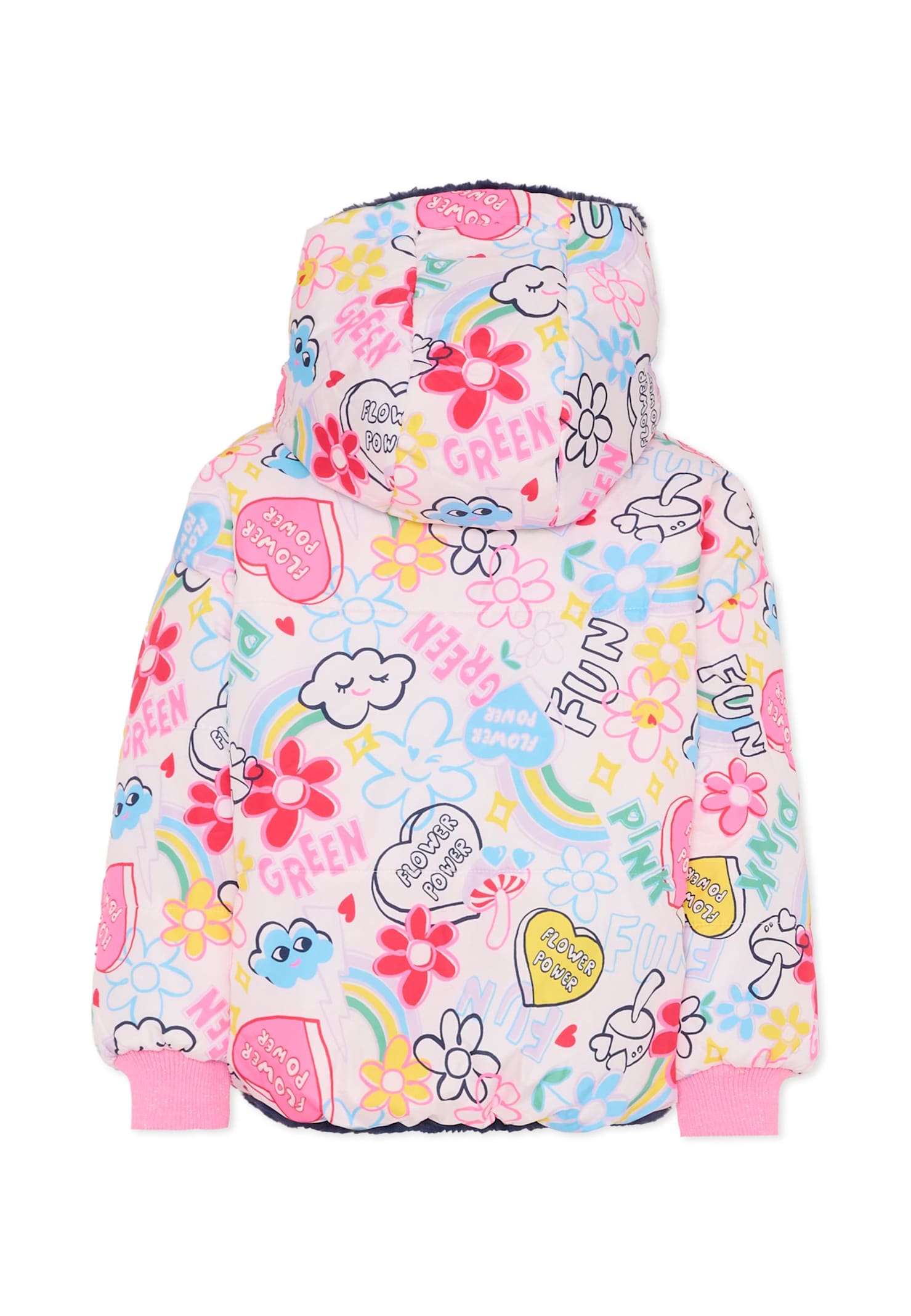 Billieblush Multicolor Reversible Down Jacket For Girl With Print In Multi