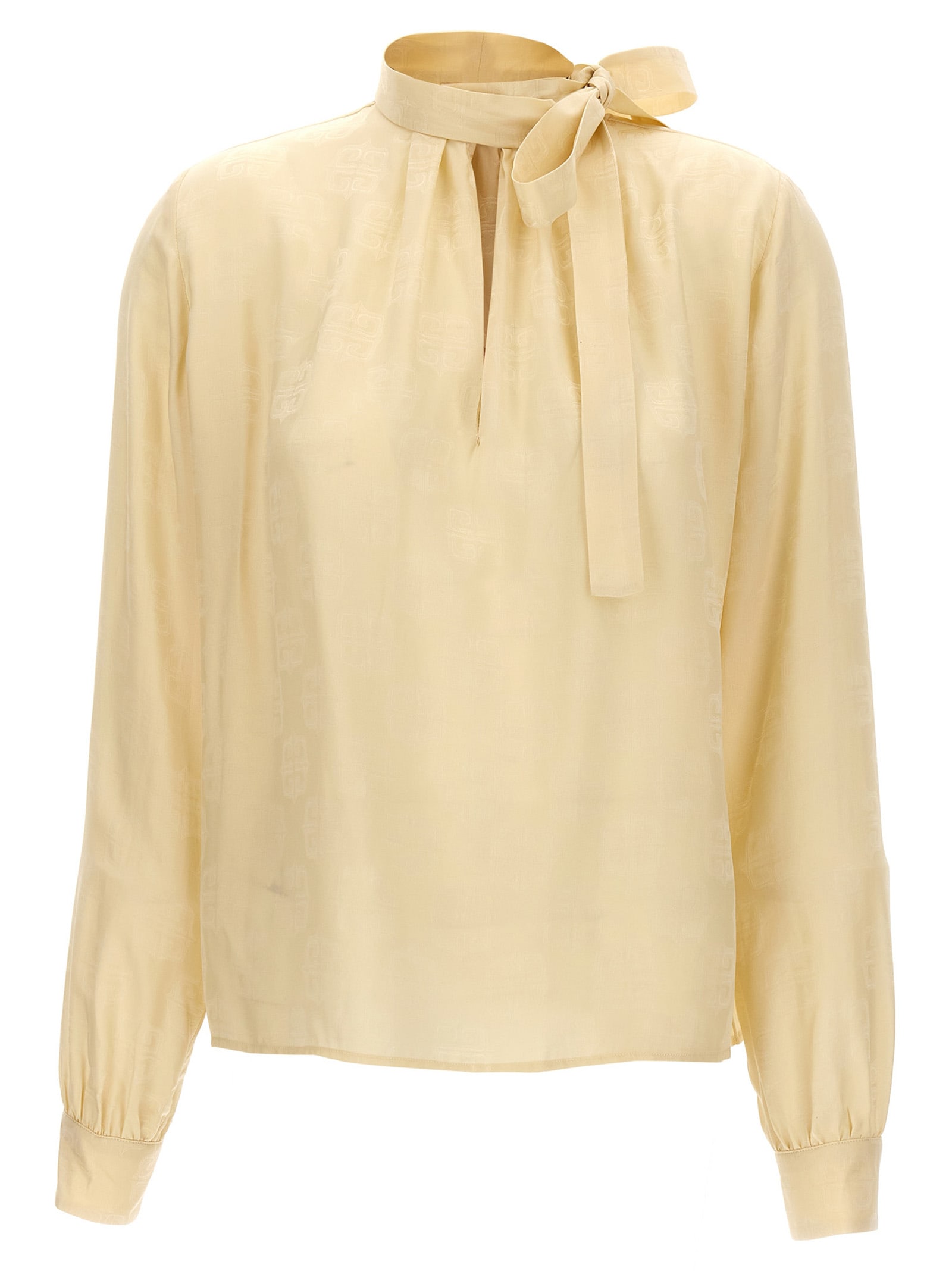 Shop Givenchy Logo Lavalliere Shirt In Beige