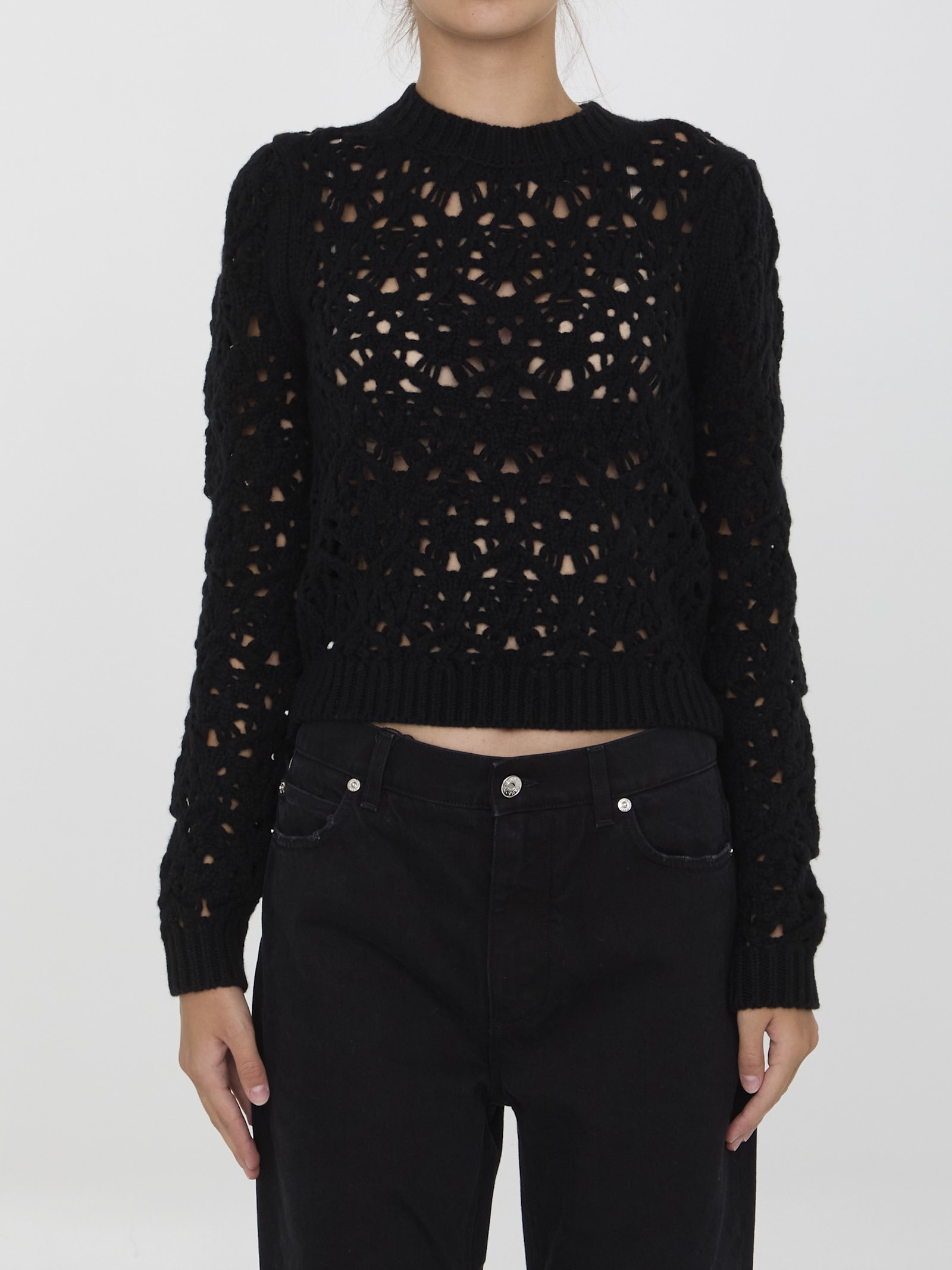 Shop Chloé Wool Knit Jumper In Black