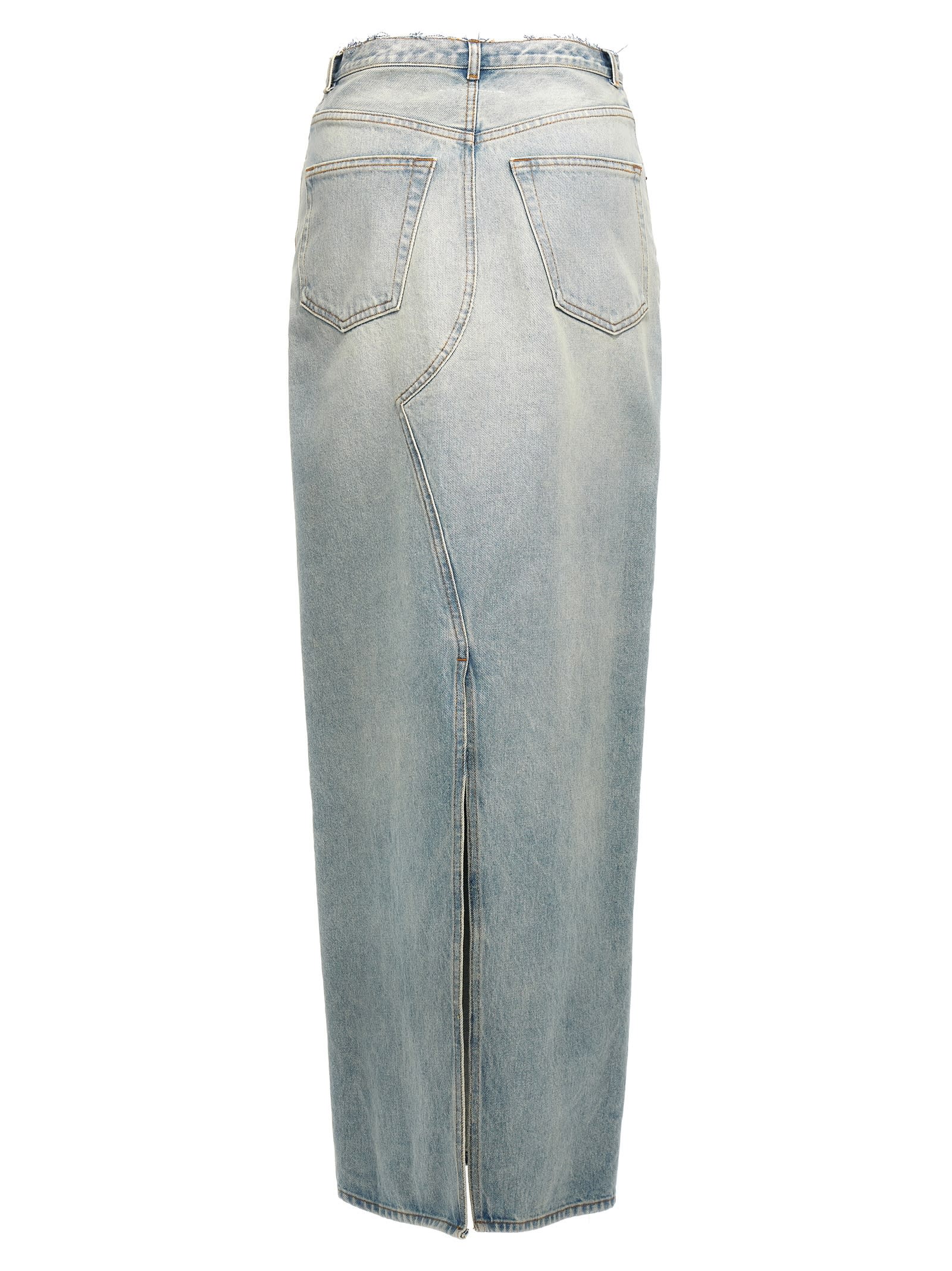 Mm6 Maison Margiela Mm6 By Maison Margiela Long Cotton Denim Skirt With Front In Light Blue