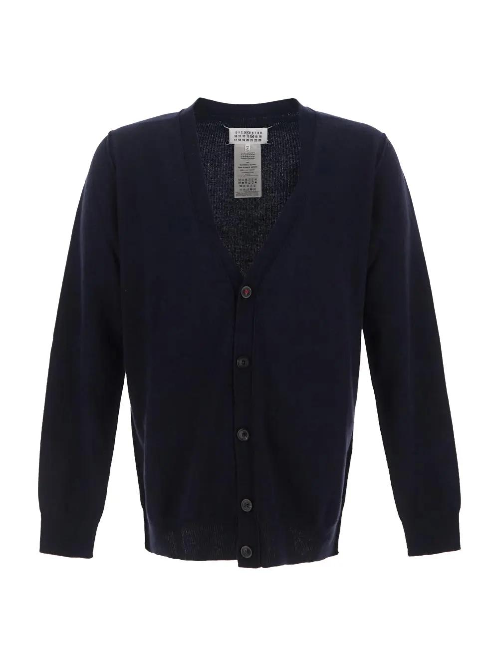 Shop Maison Margiela Knit Cardigan In Blue