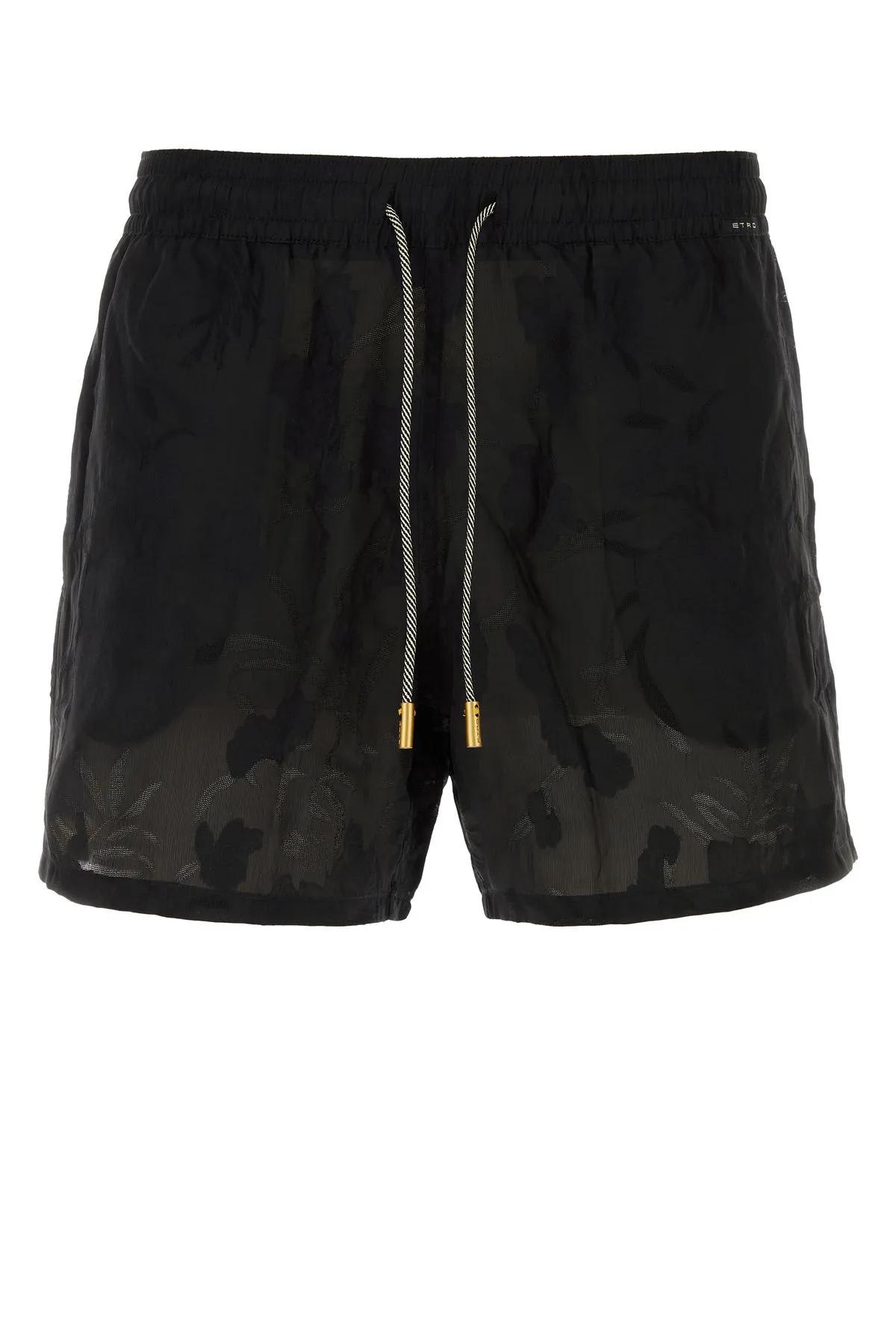 Shop Etro Black Viscose Blend Bermuda Shorts