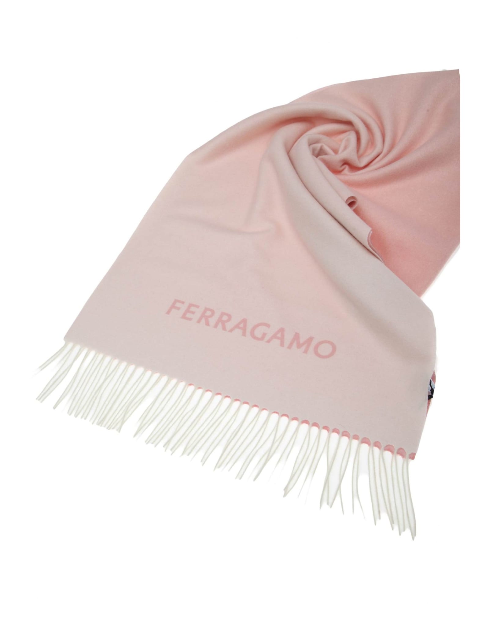 Shop Ferragamo Scarf In Cashmere Nuance Shaded Effect In Pink/mascarpone