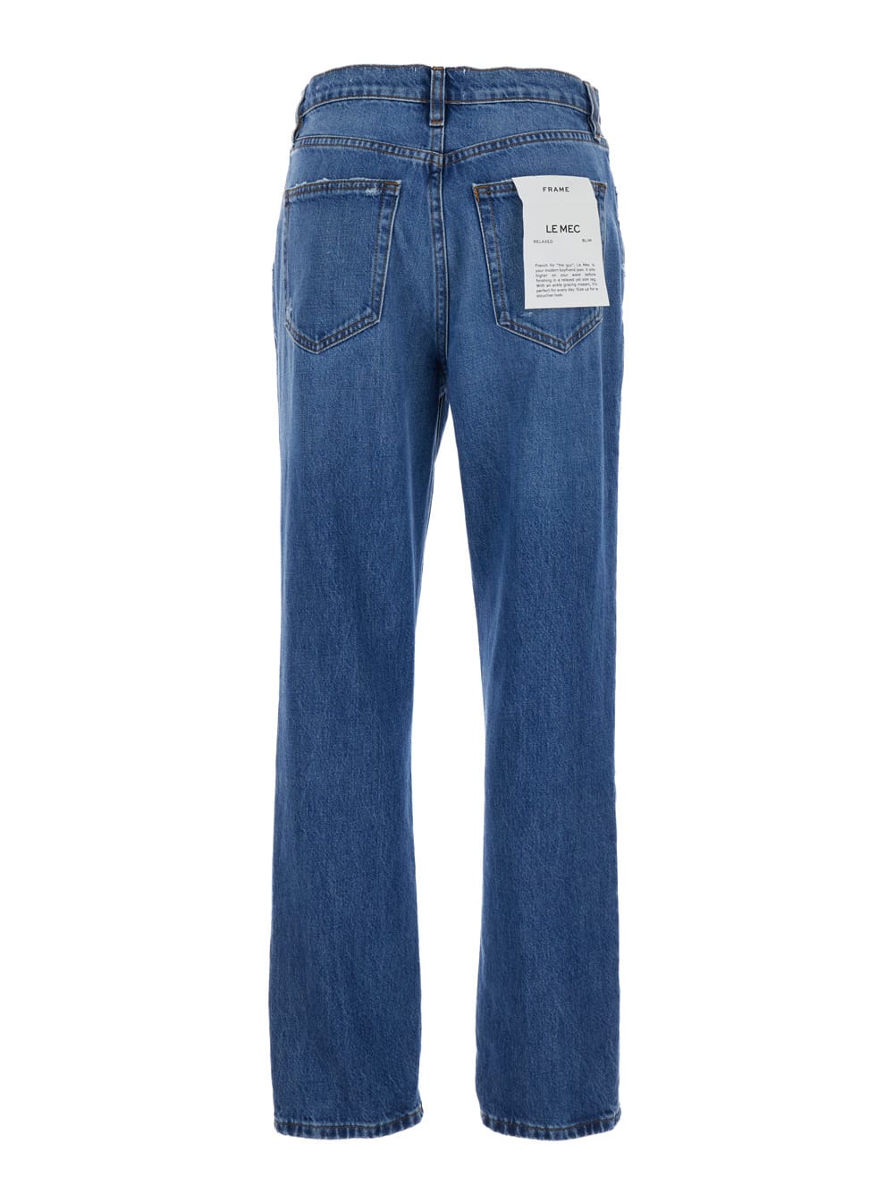 Shop Frame Le Mec Blue Jeans With Used Effect In Cotton Denim Woman