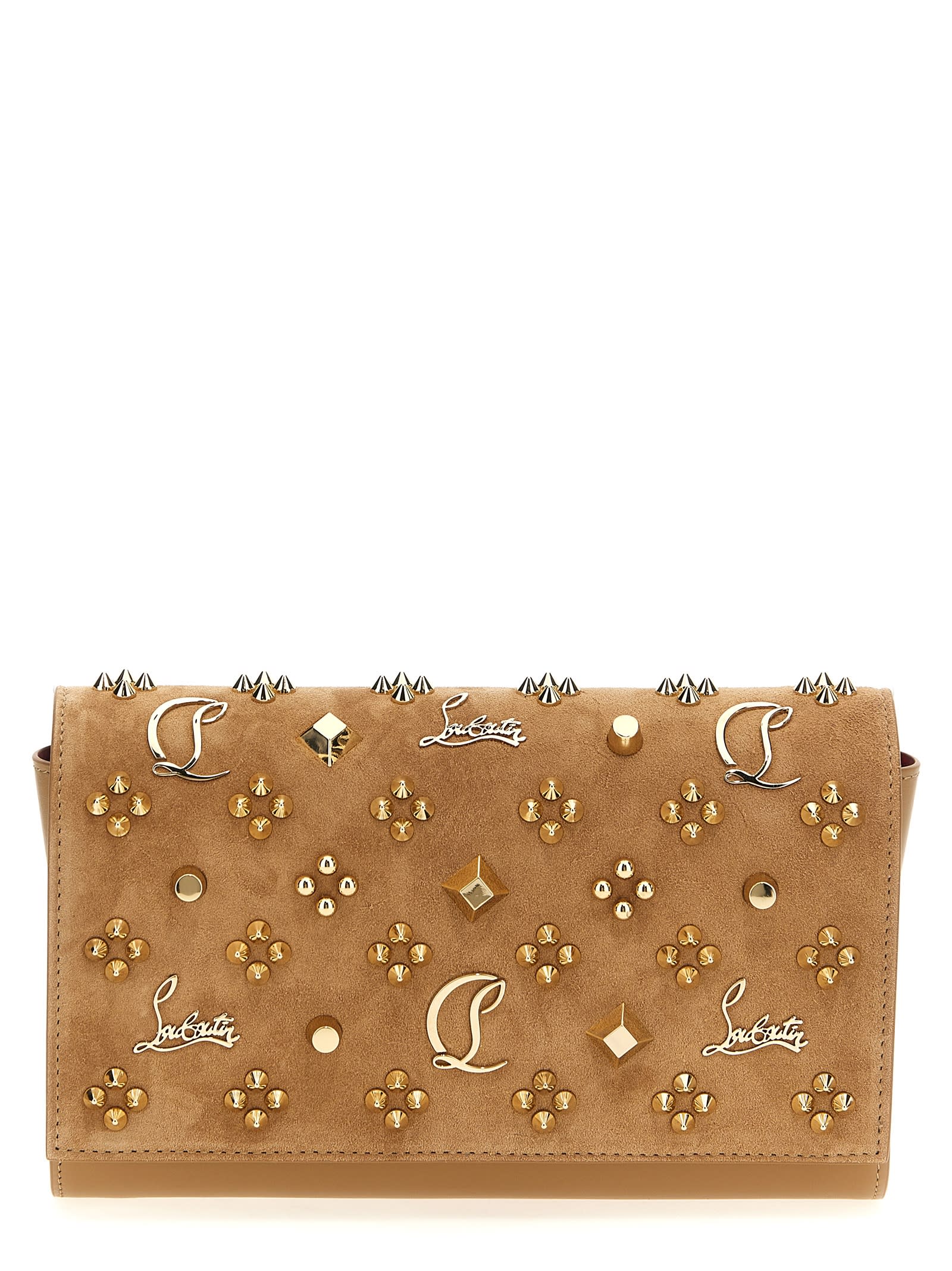 Shop Christian Louboutin Paloma Clutch In Beige