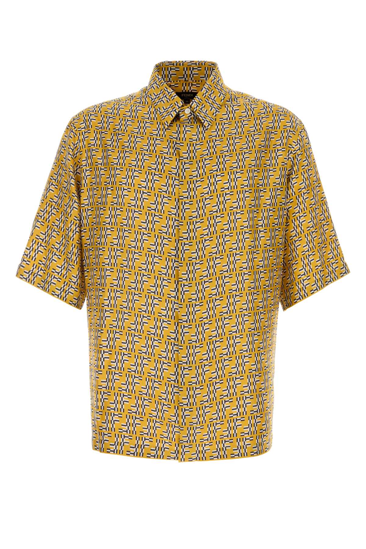 Shop Fendi Printed Silk Shirt In Yellow