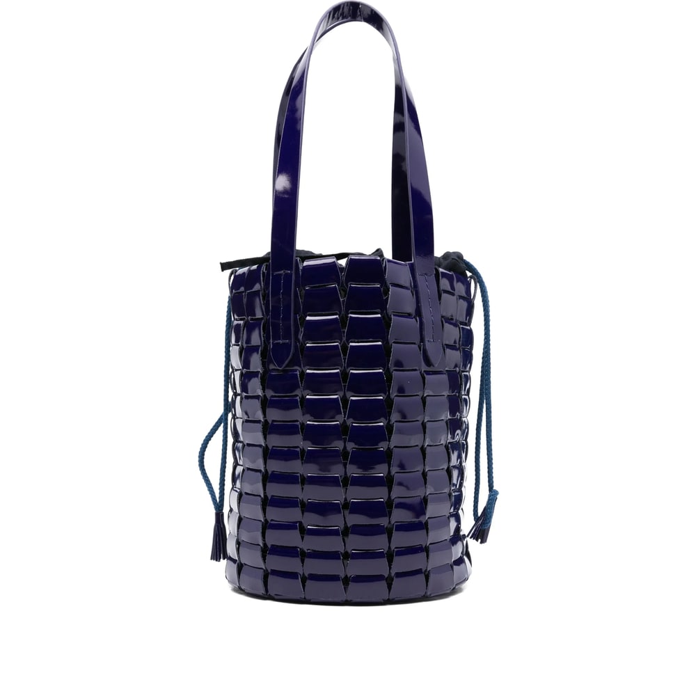 Dragon Diffusion Patent Leather Woven Bucket Bag In Purple