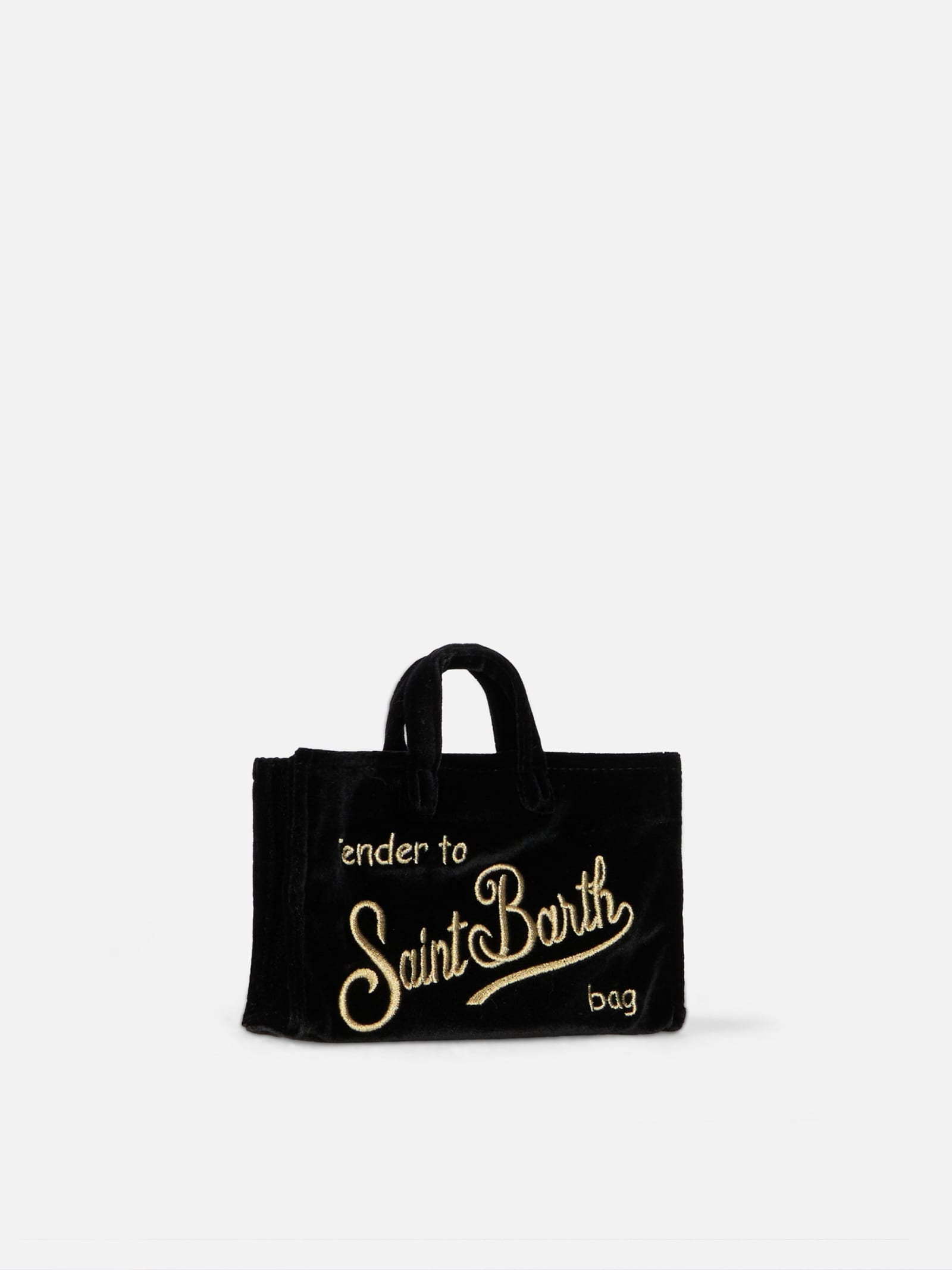 Mc2 Saint Barth Black Velvet Phone Holder Micro Bag In Black