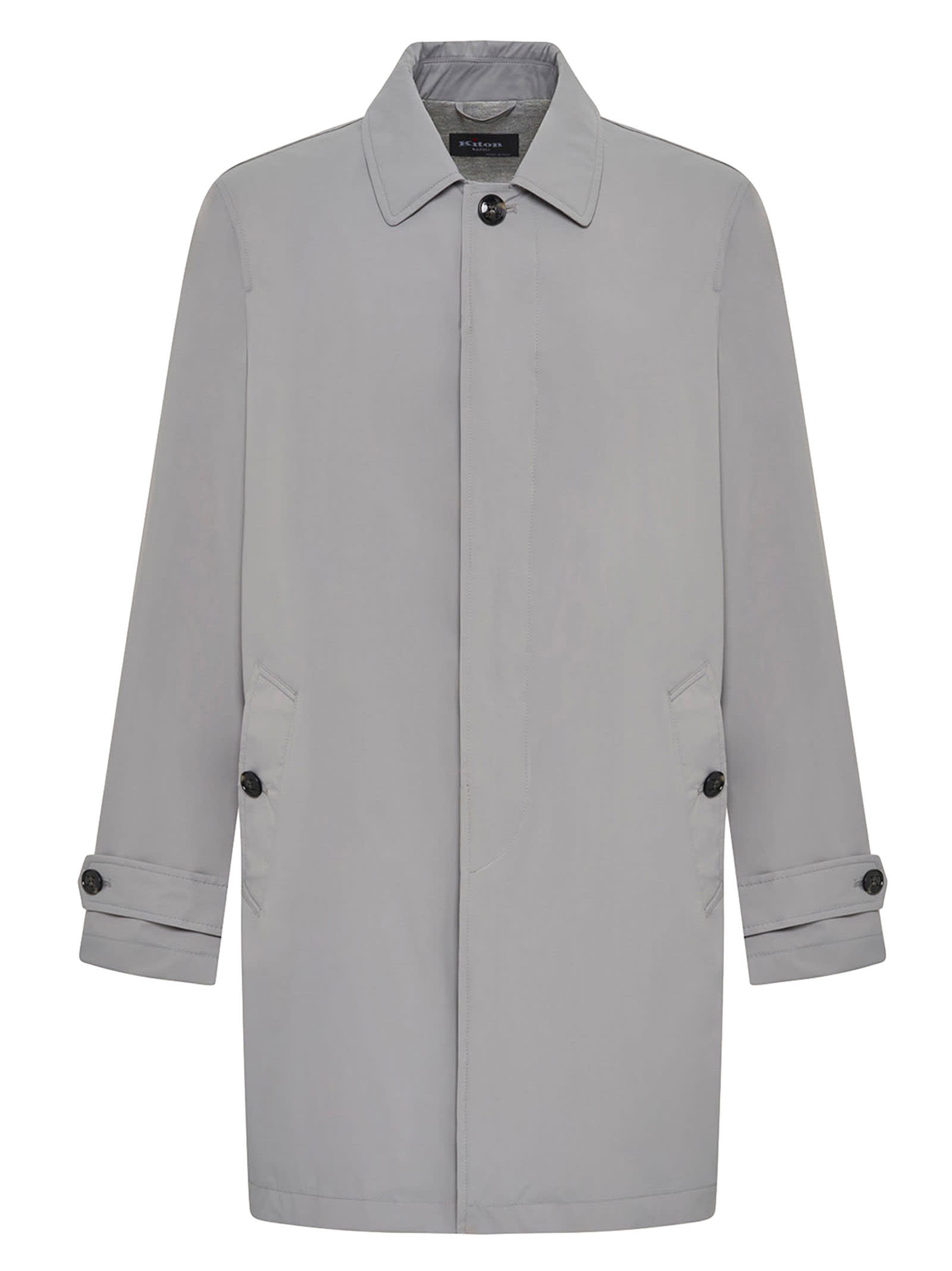 Kiton Coat Polyester In Grey