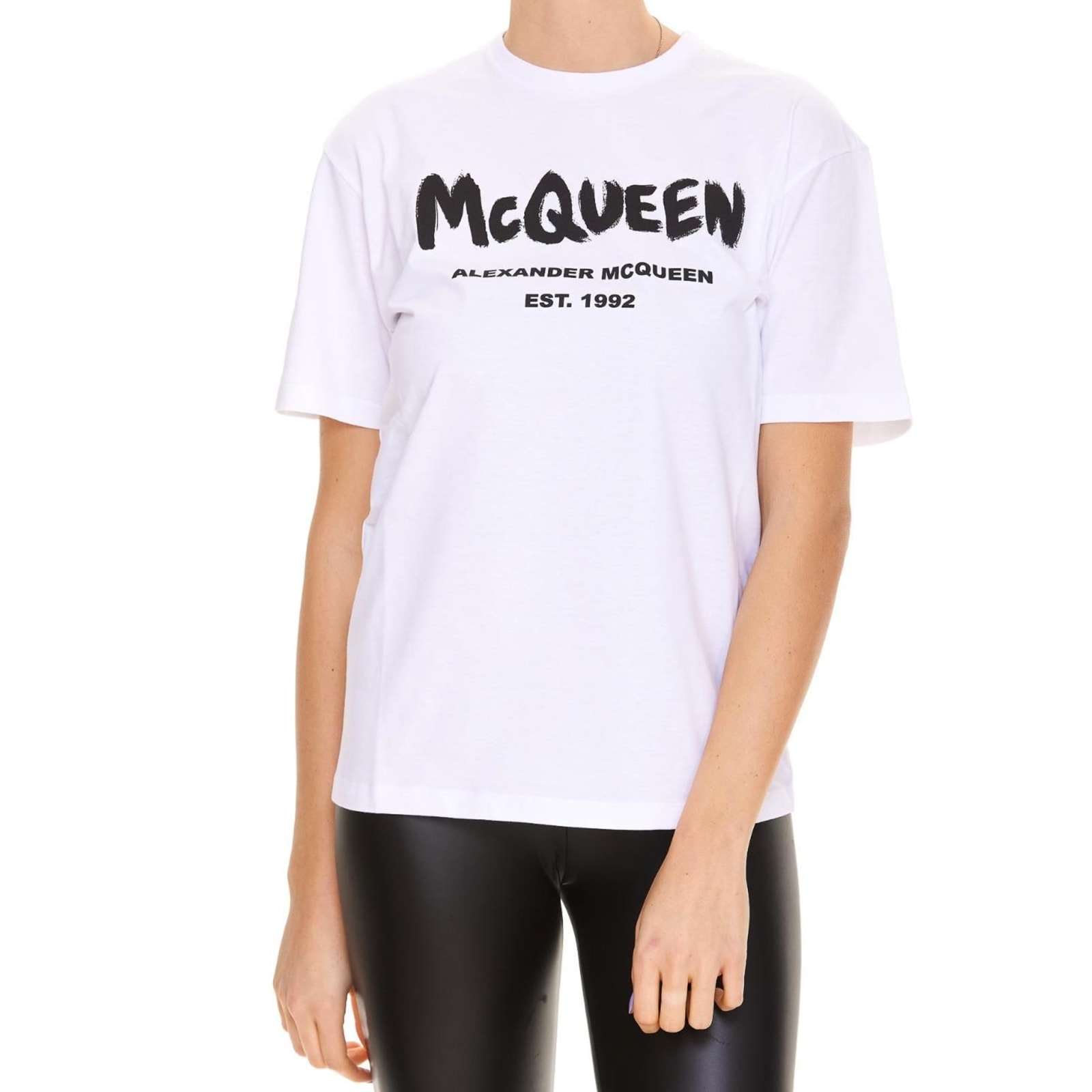 Shop Alexander Mcqueen Oversize Cotton T-shirt In White