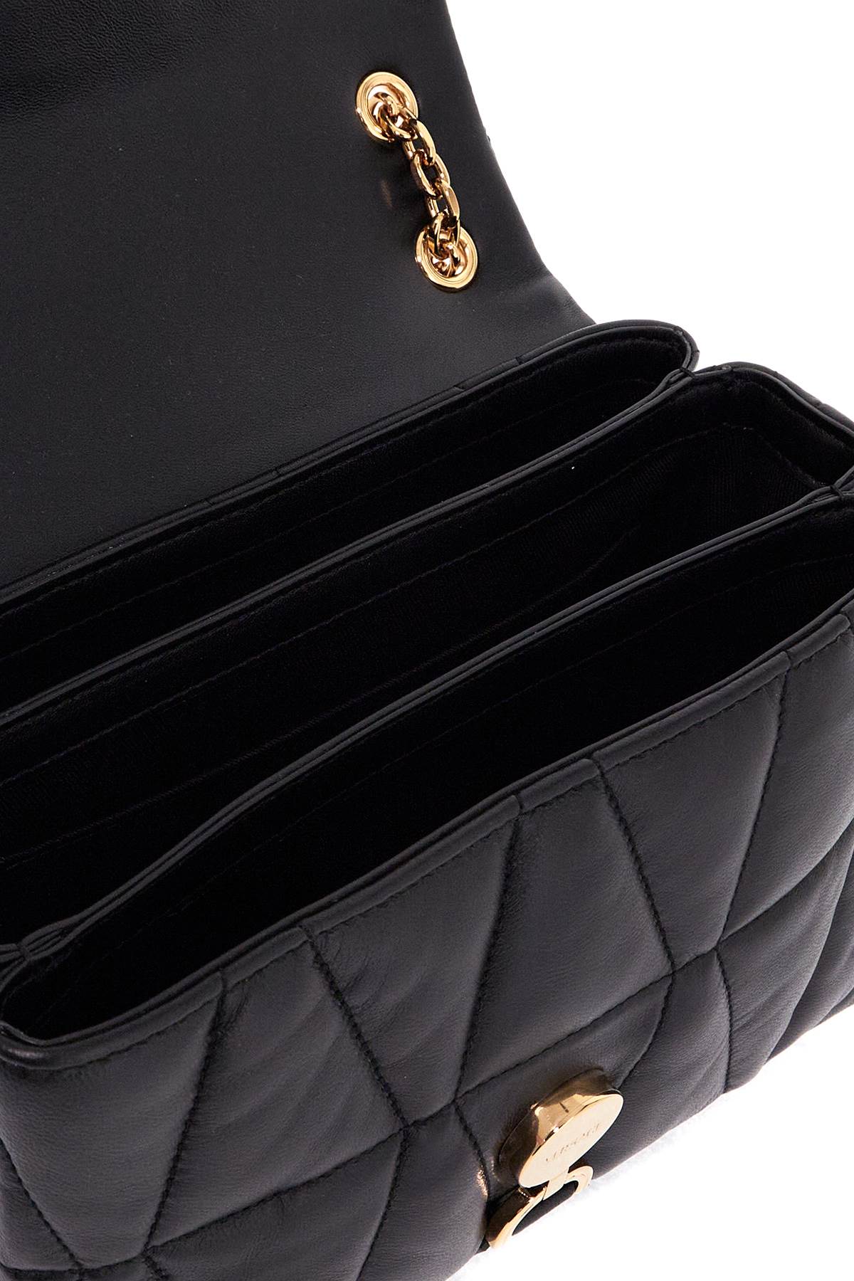 Versace Black Nappa Leather Kleio Shoulder Bag In Black- Gold (black)