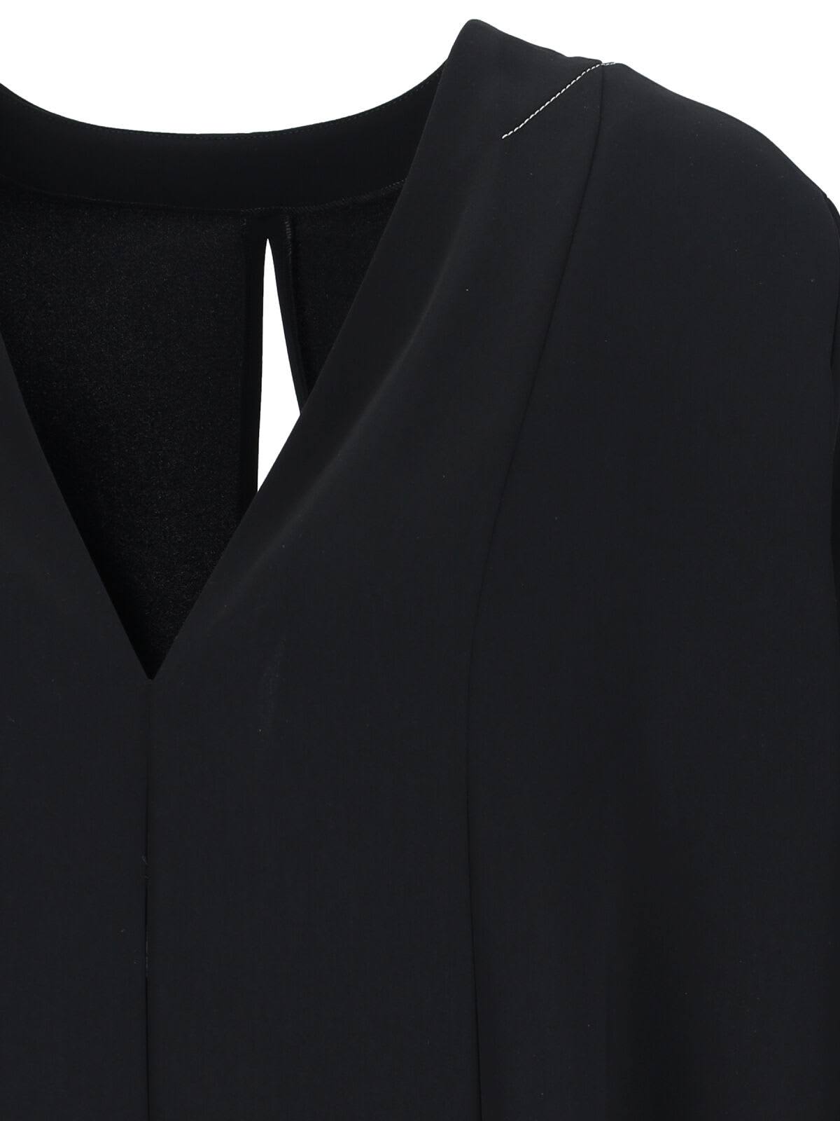 Shop Mm6 Maison Margiela V-neck Midi Dress In Black