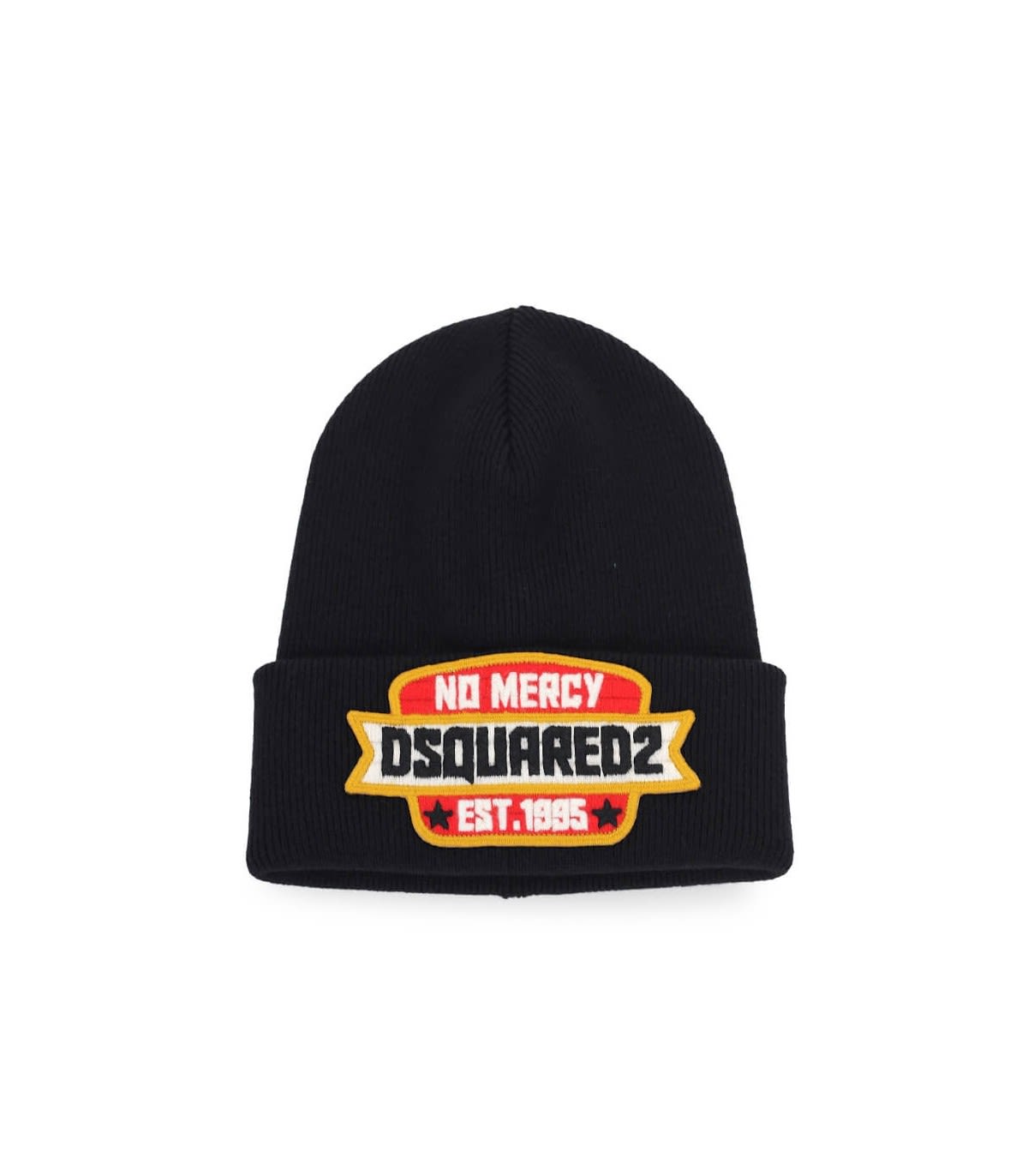 DSQUARED2 BLACK BEANIE WITH PATCH