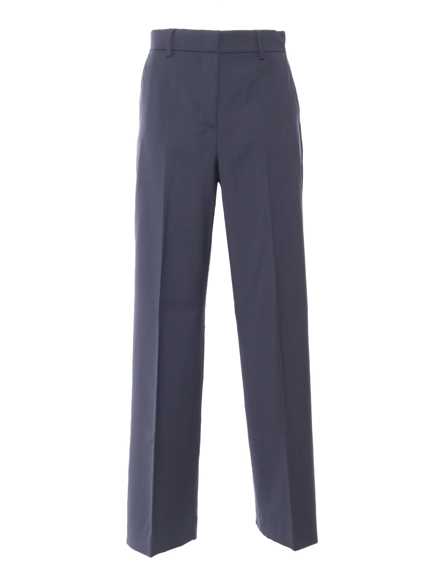 Shop Weekend Max Mara Visivo Navy Long Trousers In Blue