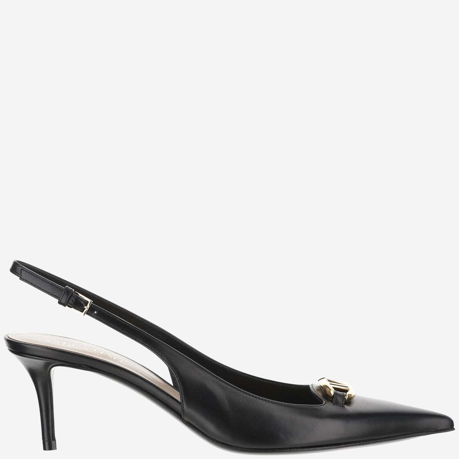 Shop Valentino Vlogo The Bold Edition Slingback Décolleté In 60mm Calf Leather In Black