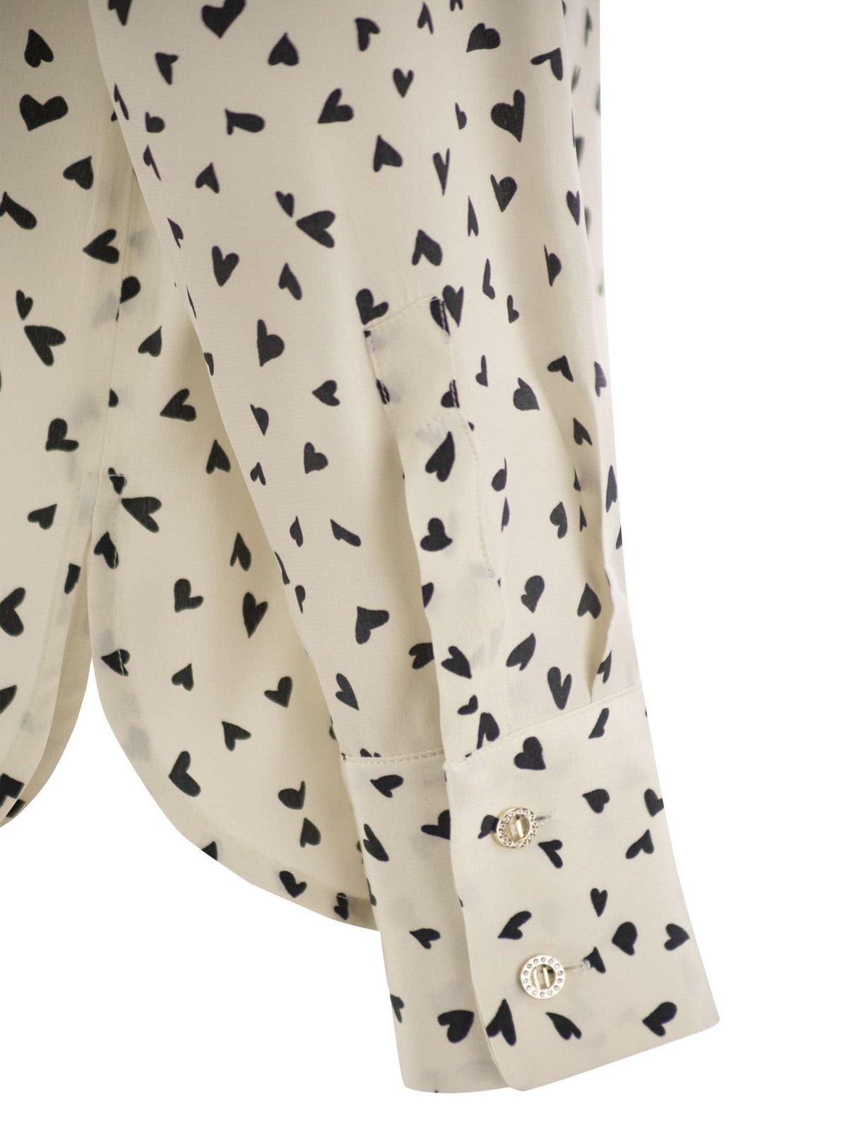 Shop Max Mara Pagine Printed Long-sleeved Shirt In Bianco-nero