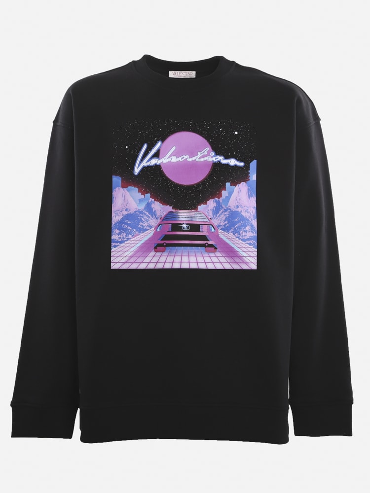 Valentino Cotton Sweatshirt With Virtual Runner Print