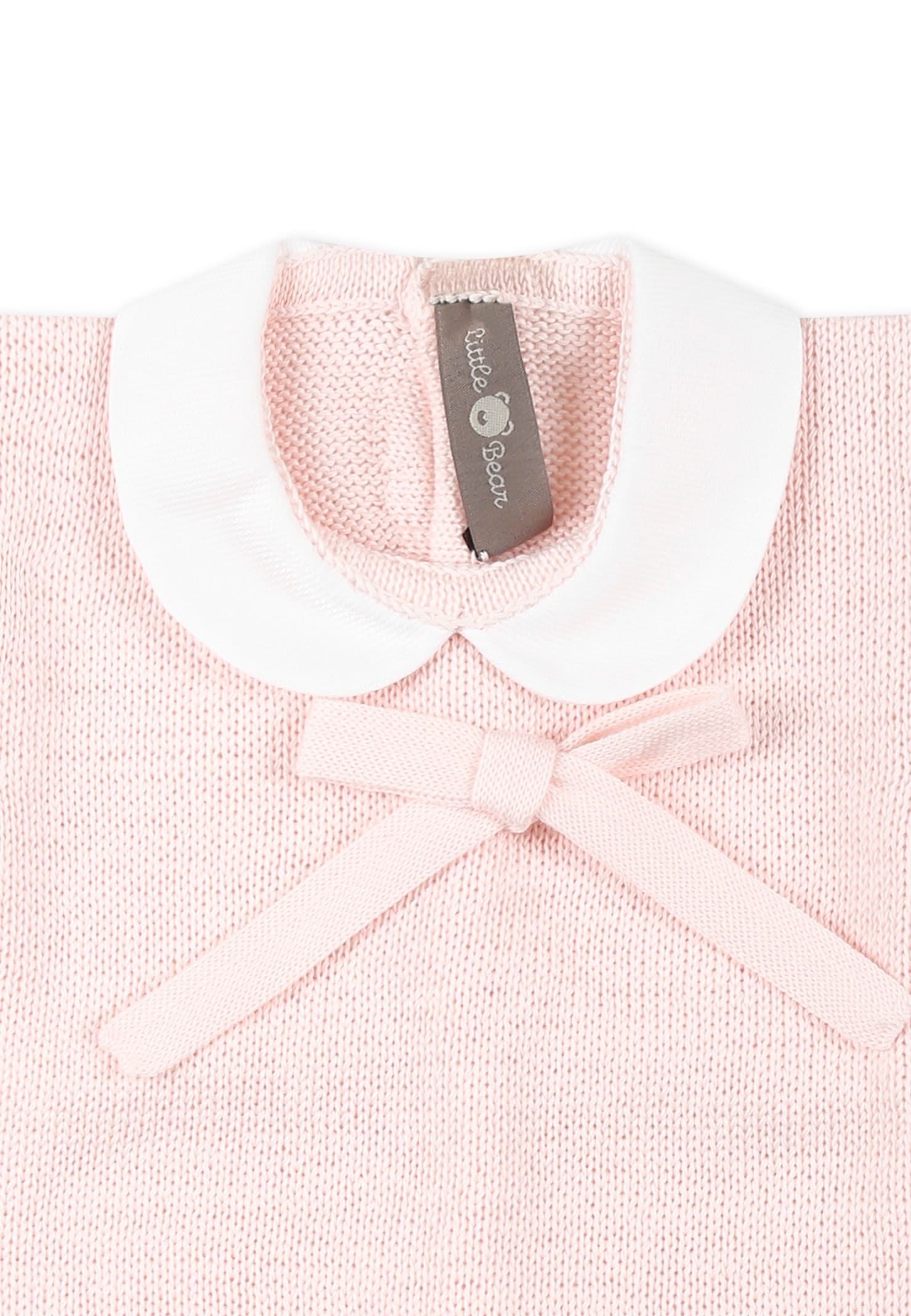 Little Bear Pink Sweater For Baby Girl With Bow In Pink