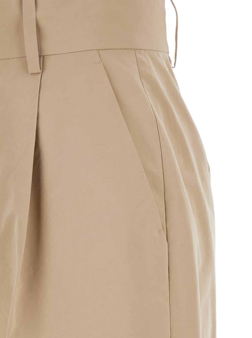 Philosophy Di Lorenzo Serafini Beige Pants With Cuffs And Pleated Details In Cotton Woman In Beige