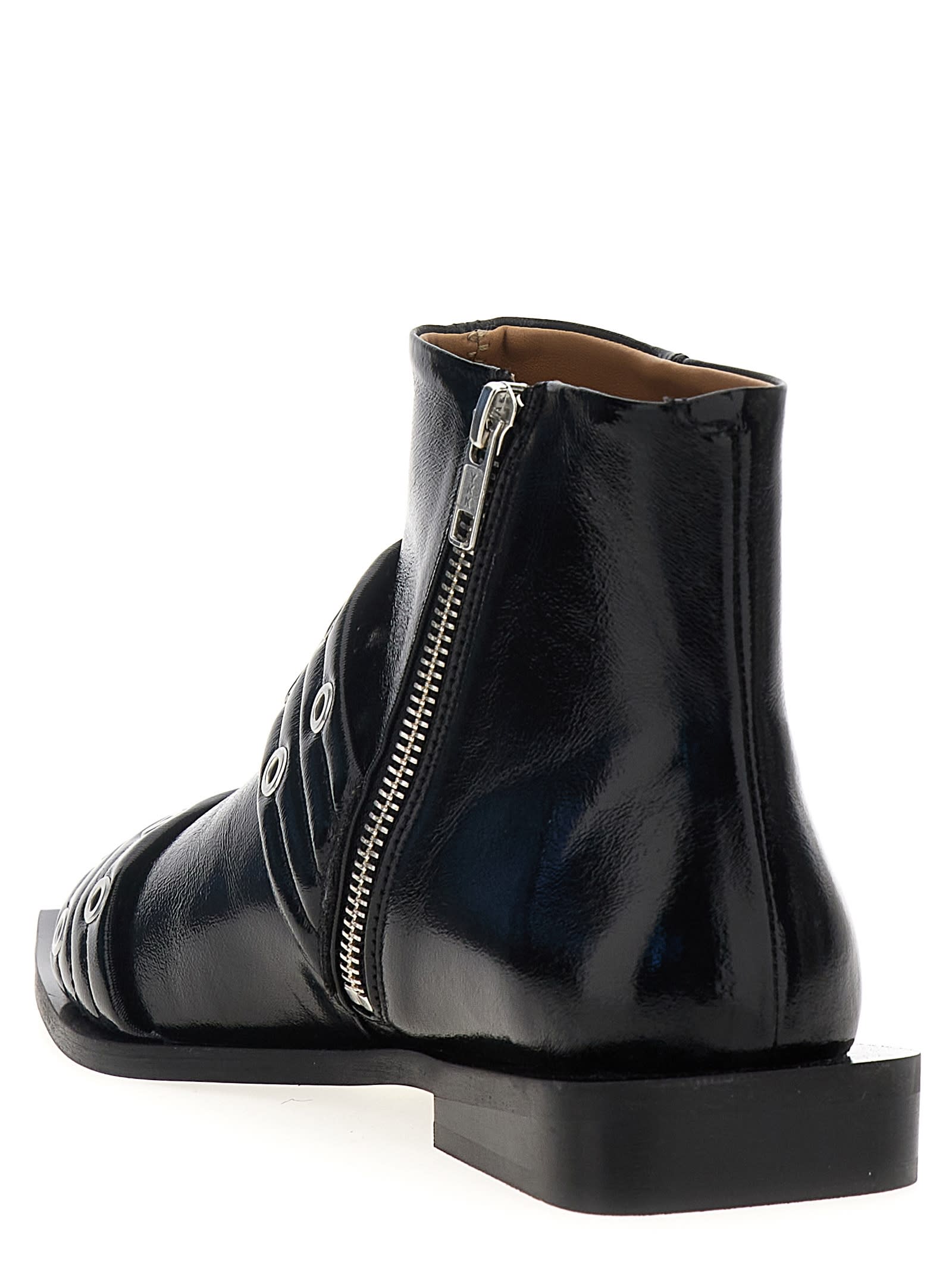 Shop Ganni Wide Belt Buckle Ankle Boots In Black