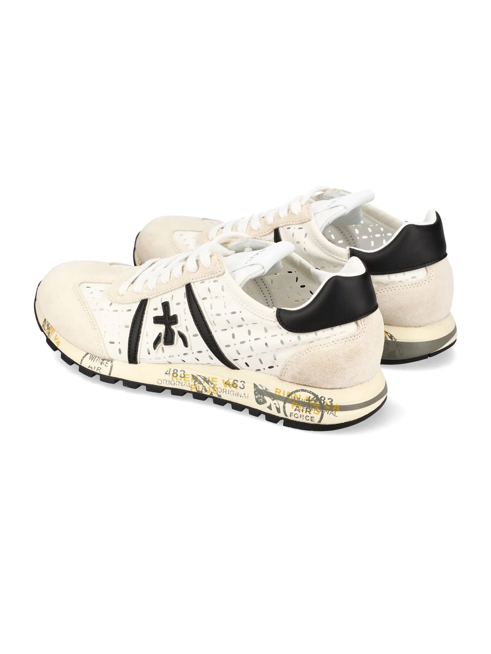 Premiata Low Top Sneakers With Contrast Heel Tab In White