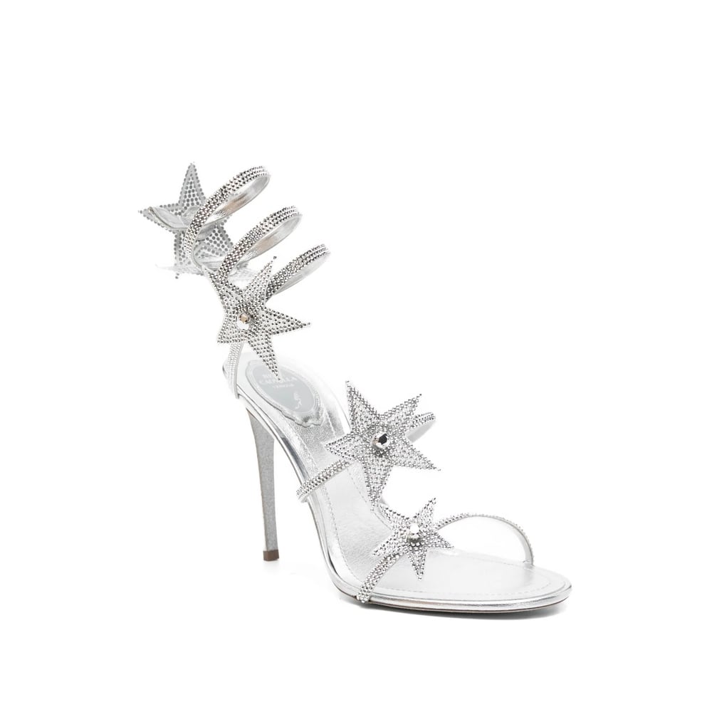 René Caovilla Cleo 105 Embellished Satin Sandals In Gray
