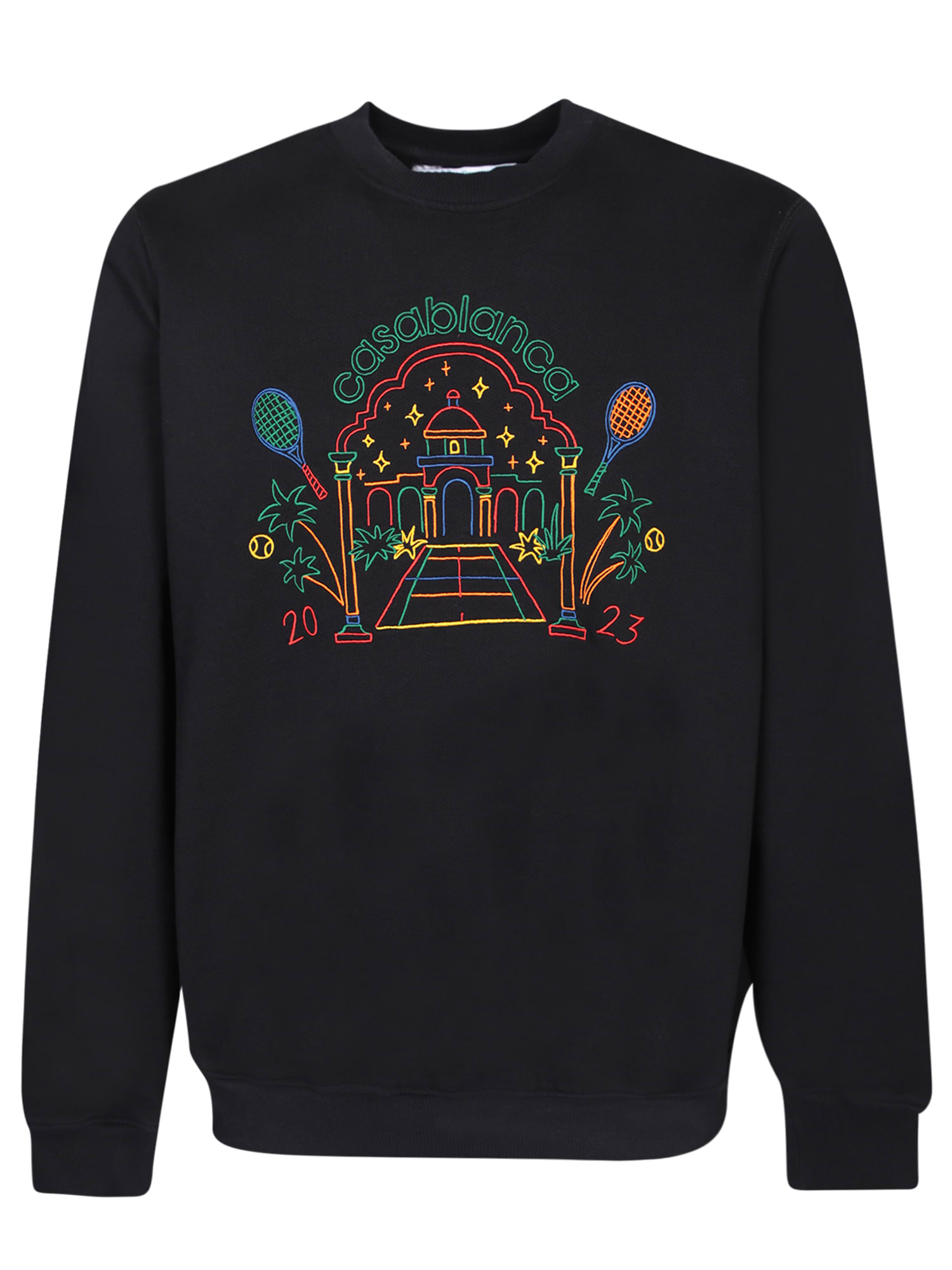 Shop Casablanca Rainbow Crayon Temple Sweatshirt In Black