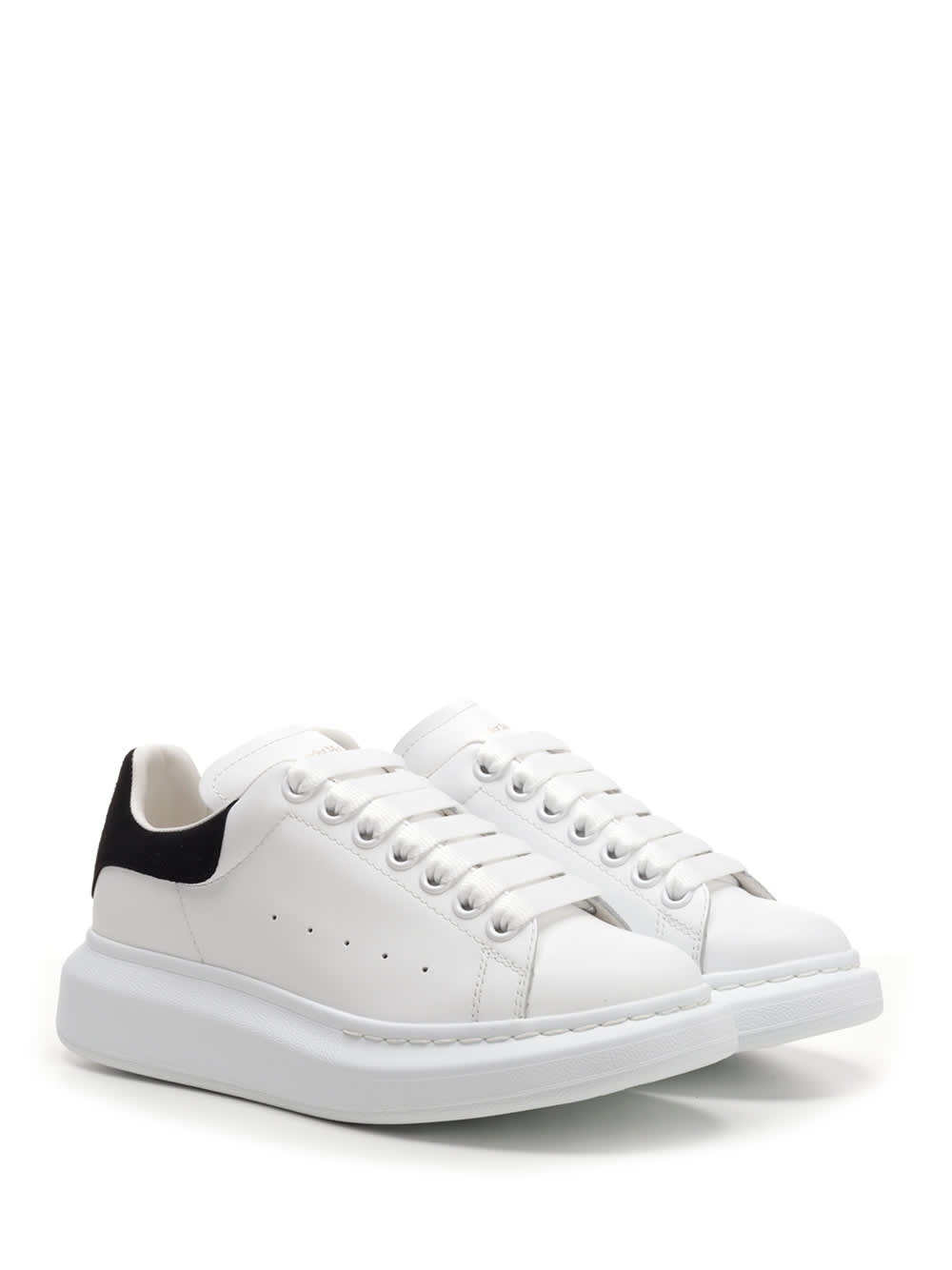 Shop Alexander Mcqueen Oversize Sneakers With Black Heel In Bianco
