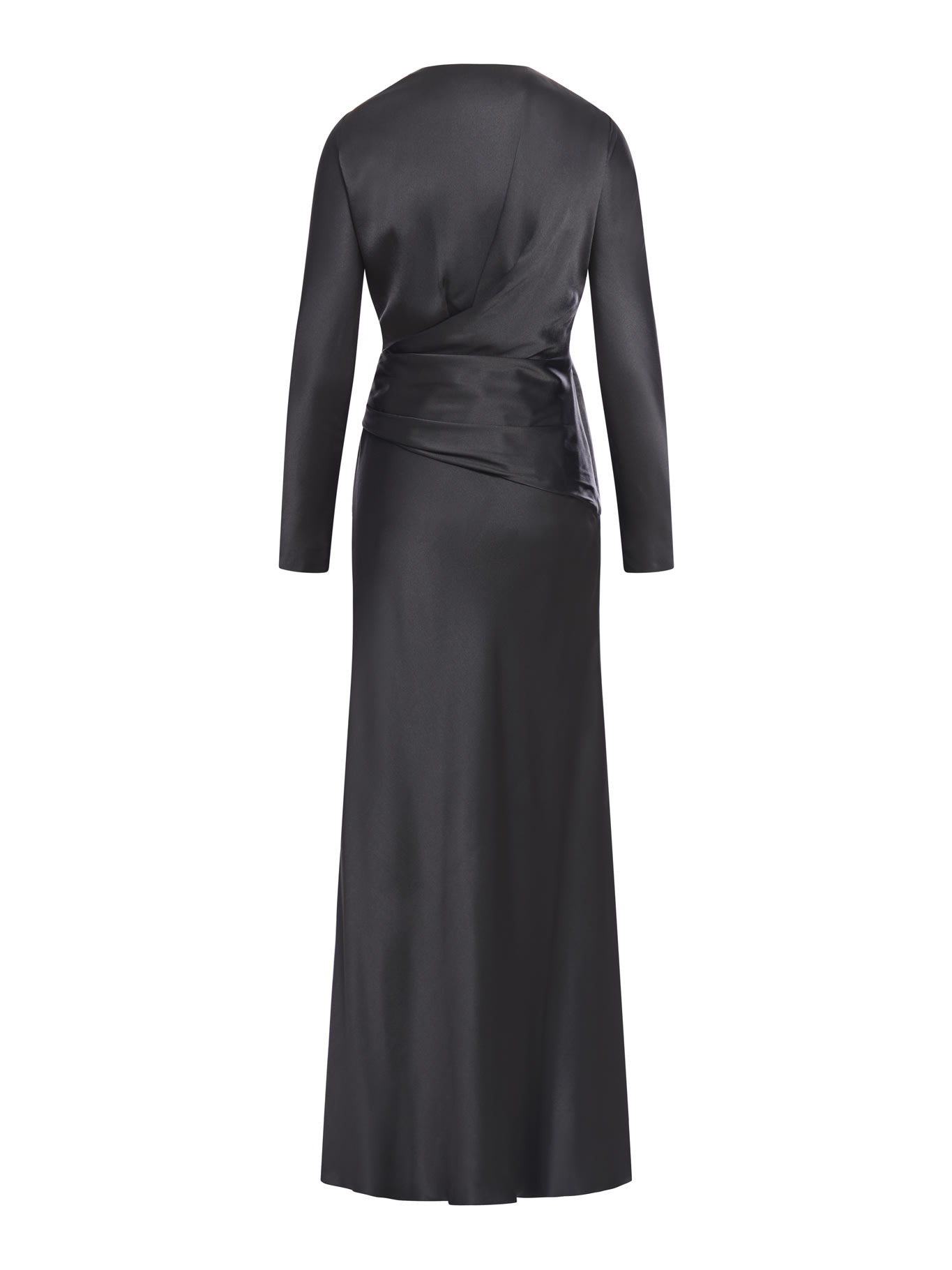 Shop Alberta Ferretti Satin Long Dress In Grey