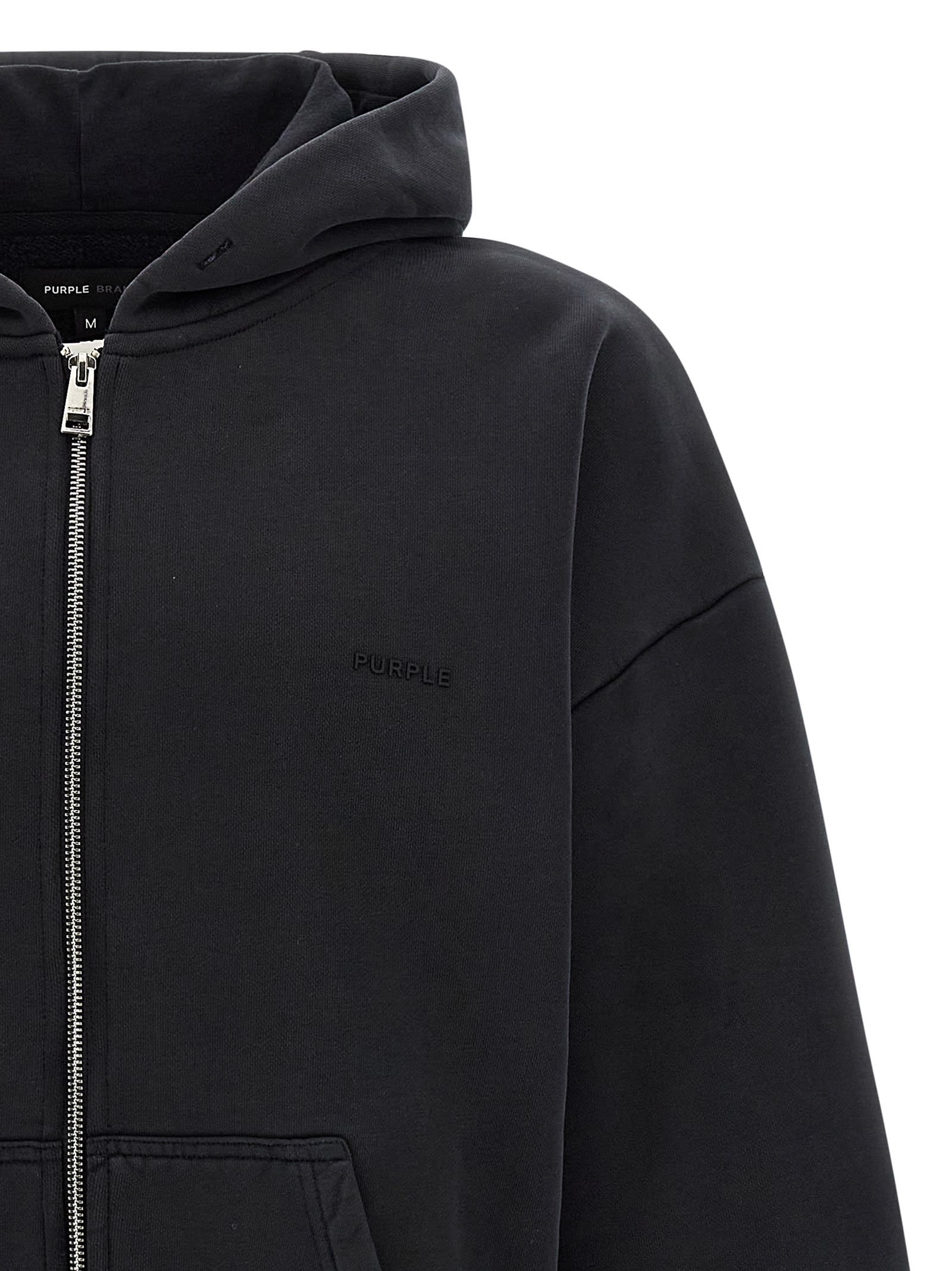 Purple Brand Cotton Zip-up Hoodie - Unisex - Cotton In Black