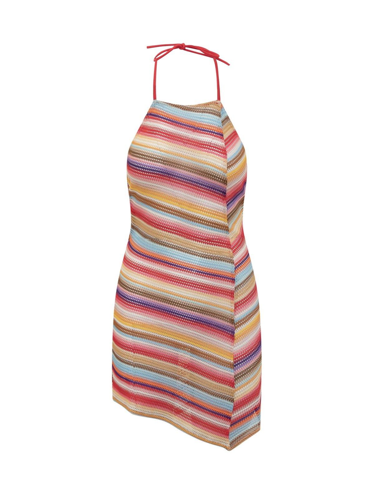 Shop Missoni Striped Sleeveless Beach Dress In Red