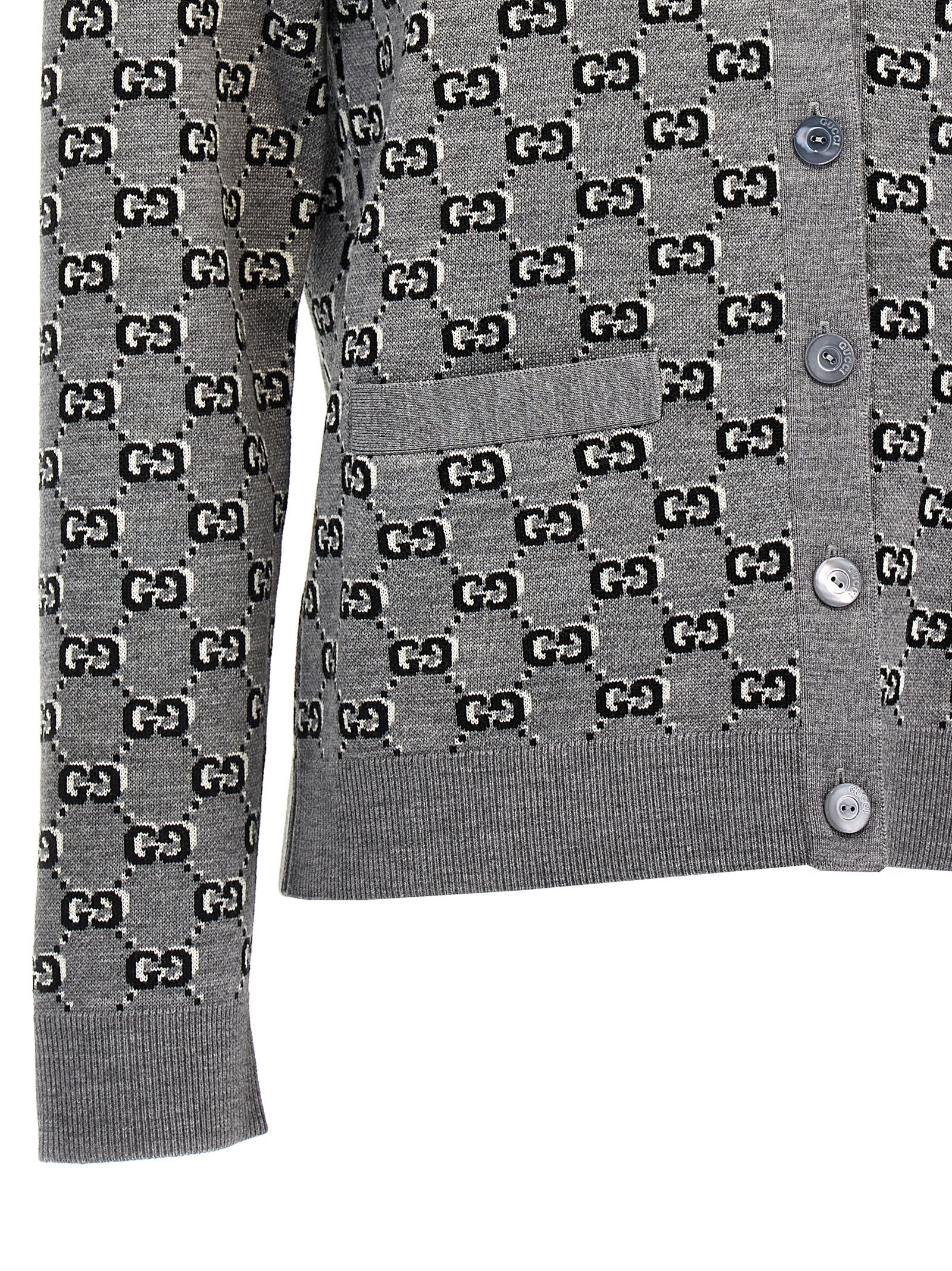 Shop Gucci Gg Cardigan In Gray