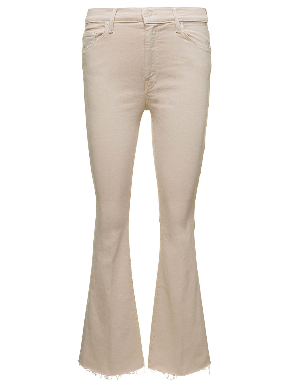 MOTHER THE WEEKENDER BEIGE FIVE-POCKET JEANS WITH FLARED LEG IN DENIM WOMAN