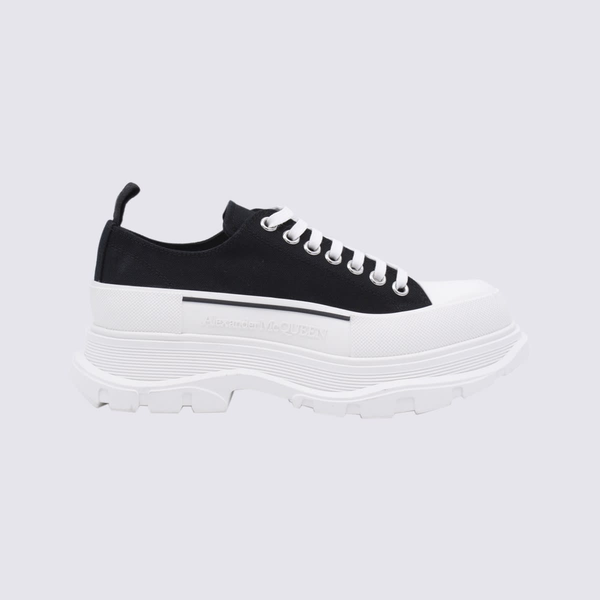 ALEXANDER MCQUEEN BLACK CANVAS TREAD trainers