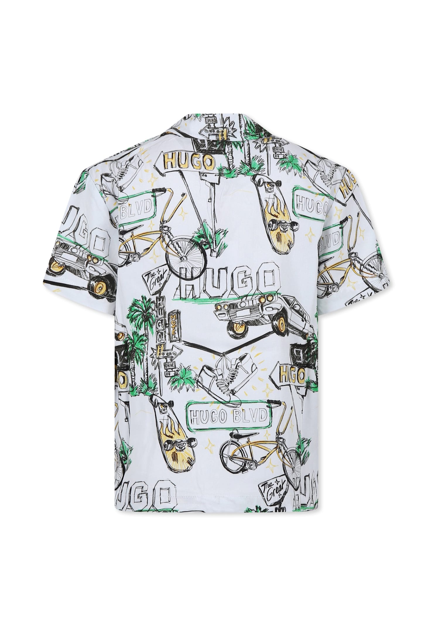 Hugo Boss White Shirt For Boy With Logo And Print In White